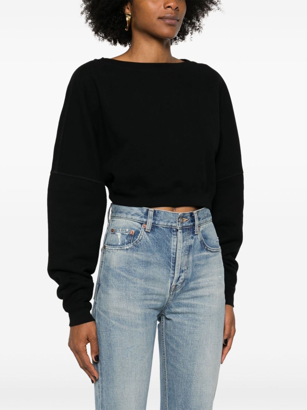 cropped cotton sweatshirt - 3
