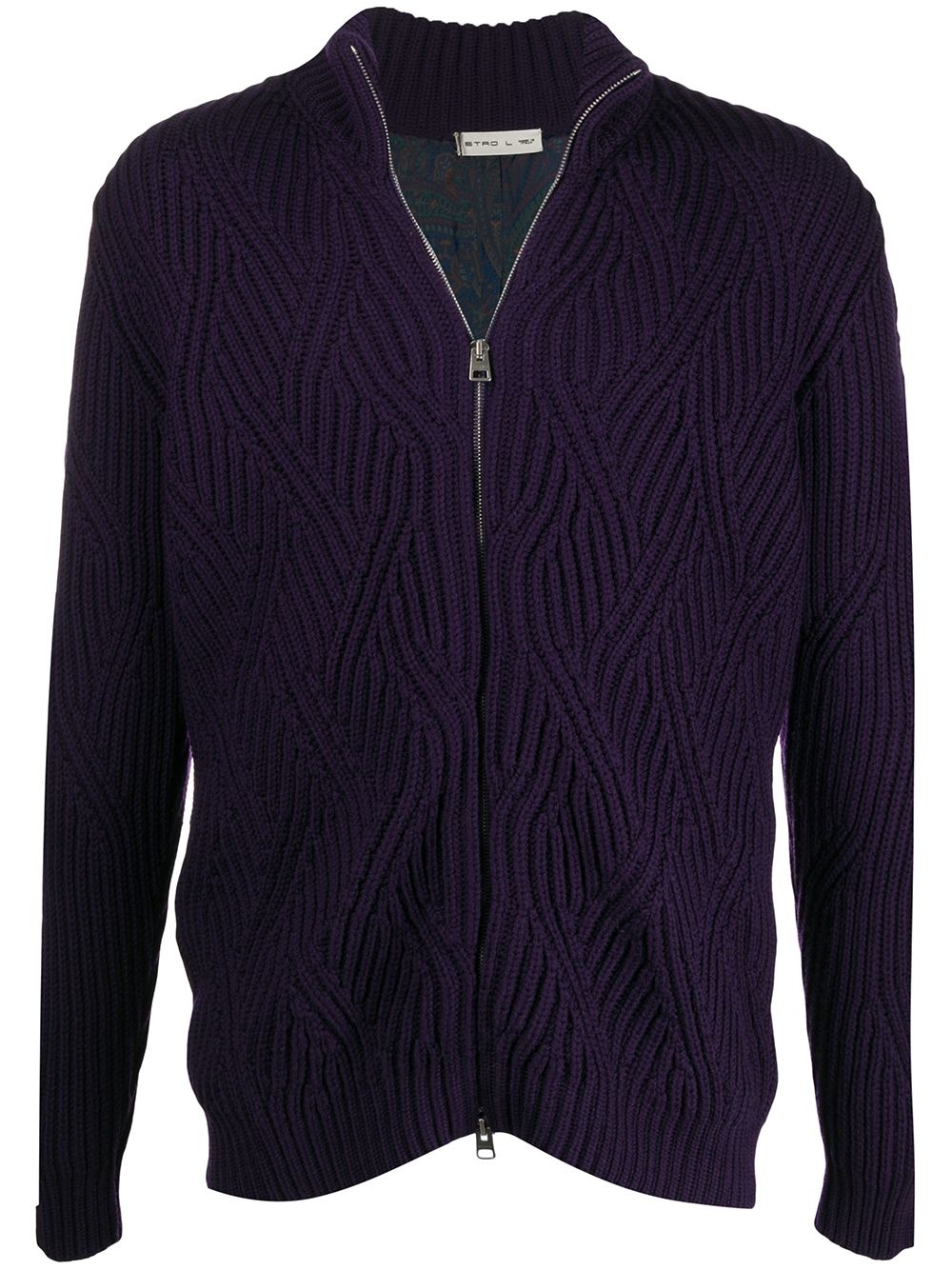 chunky knit zipped cardigan  - 1