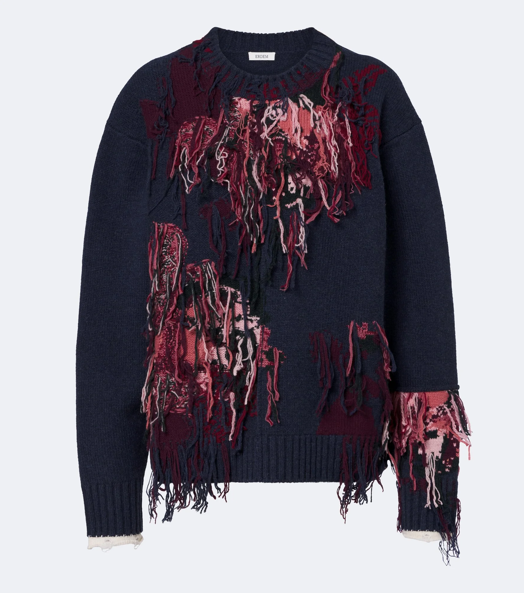 Fringed intarsia wool sweater - 1