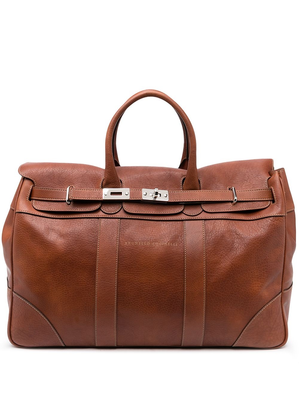 top-handle leather holdall bag - 1