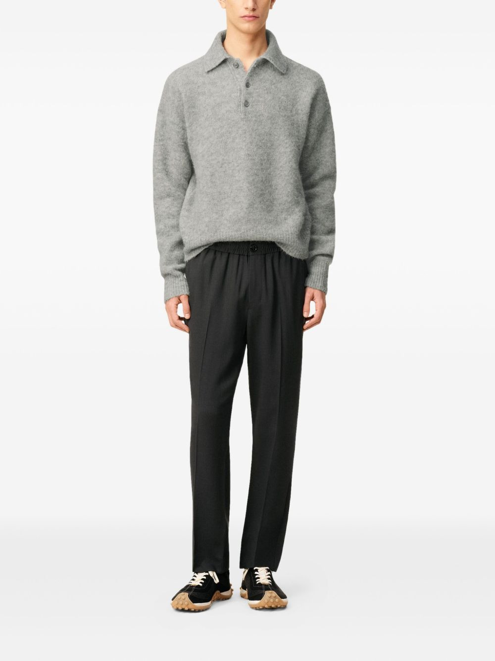 elasticated-waist straight-leg trousers - 2