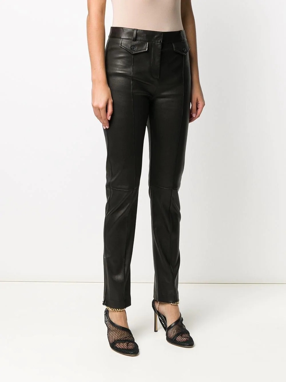 leather skinny-leg jeans - 3