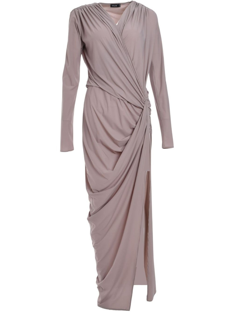 V-neck draped maxi dress 1