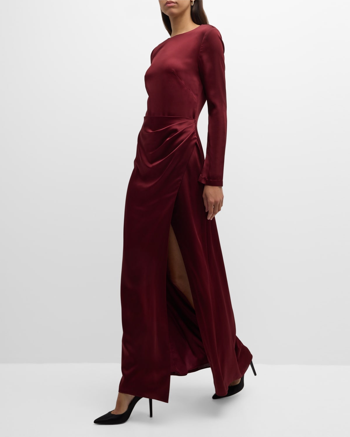 Qiana Draped Satin Gown - 7