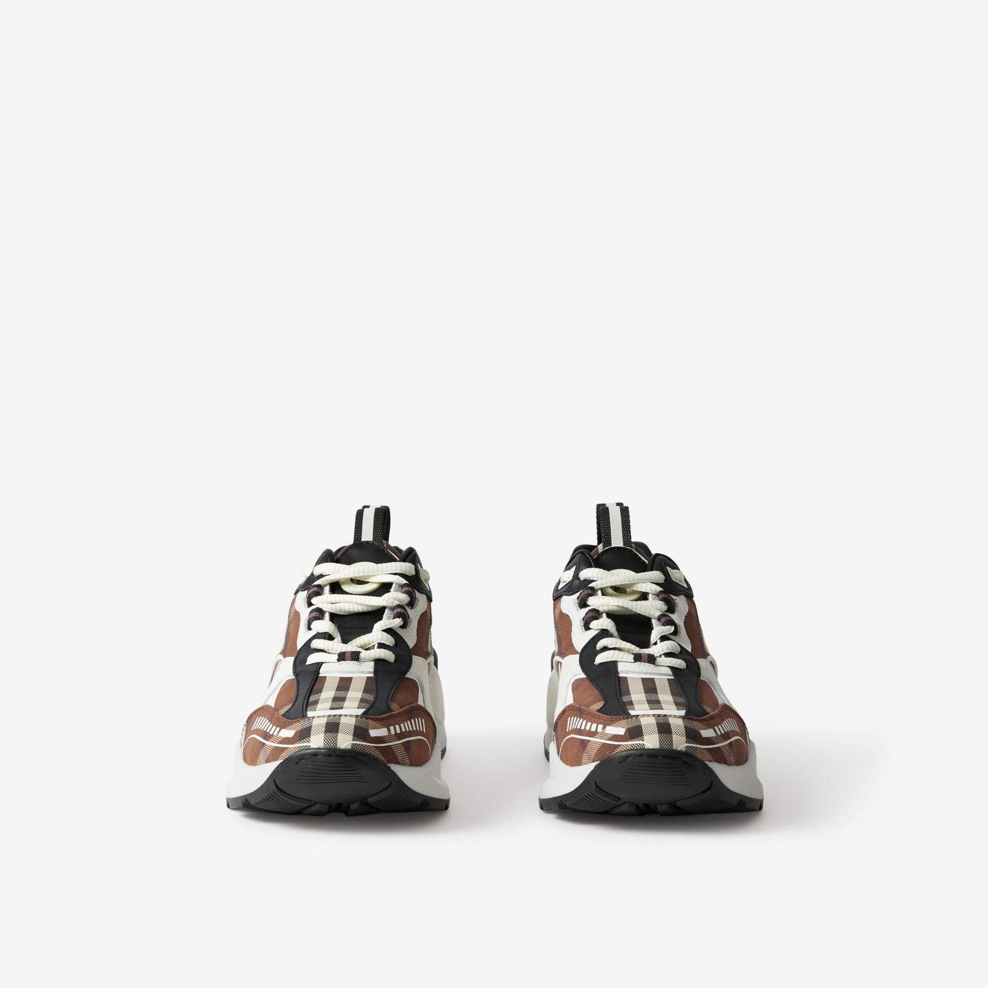 Vintage Check Cotton and Leather Sneakers - 2