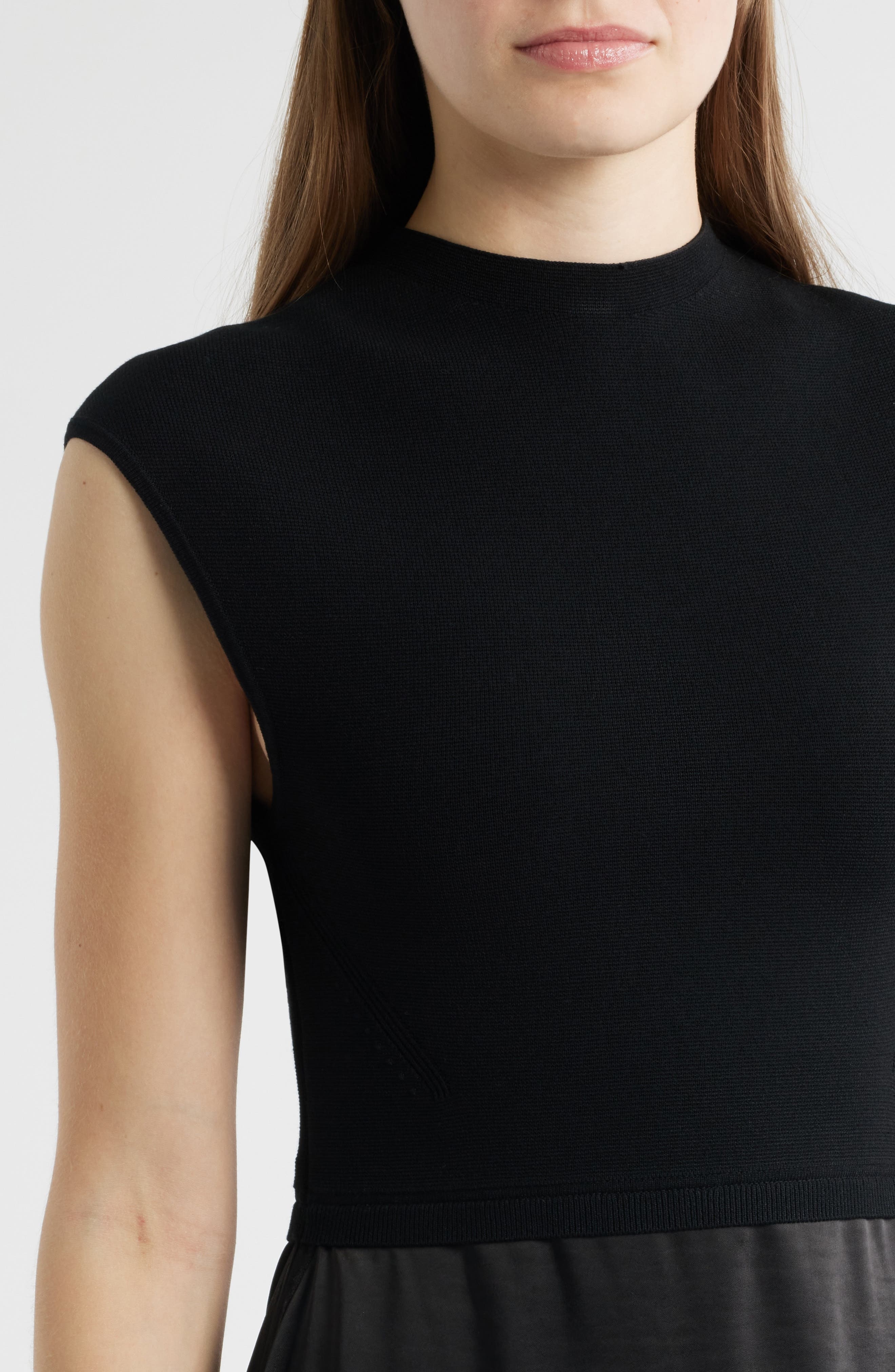 BOSS Ferdolini Mixed Media Midi Dress in Black at Nordstrom - 4