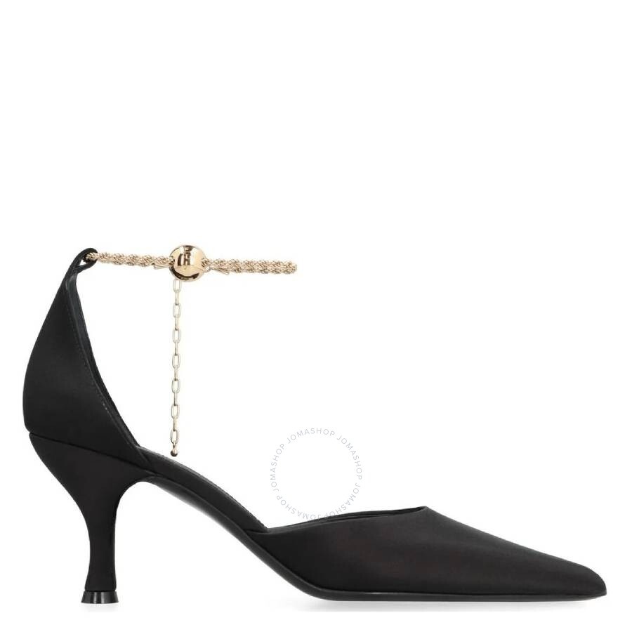 Ferragamo Black Dana 70 Ankle Chain Pumps - 1