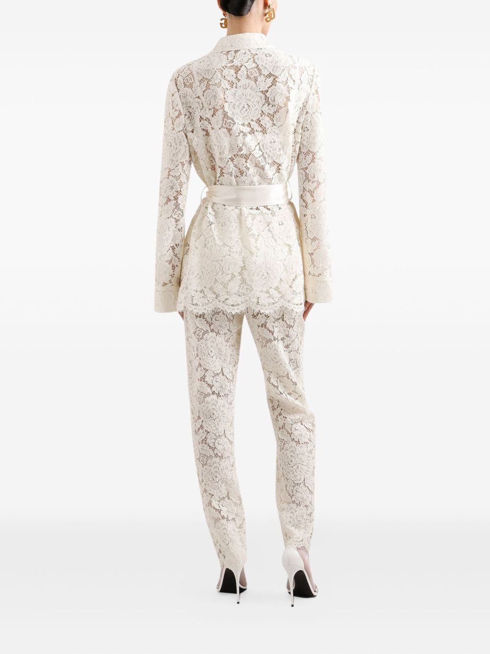 lace-detailing trousers - 3