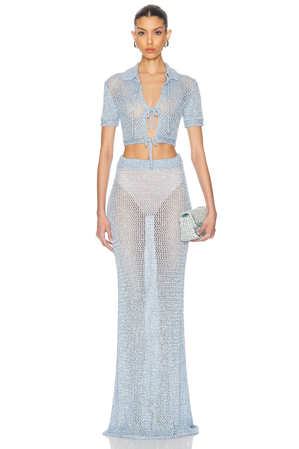 Sequin Crochet Short Sleeved Cardigan - 4