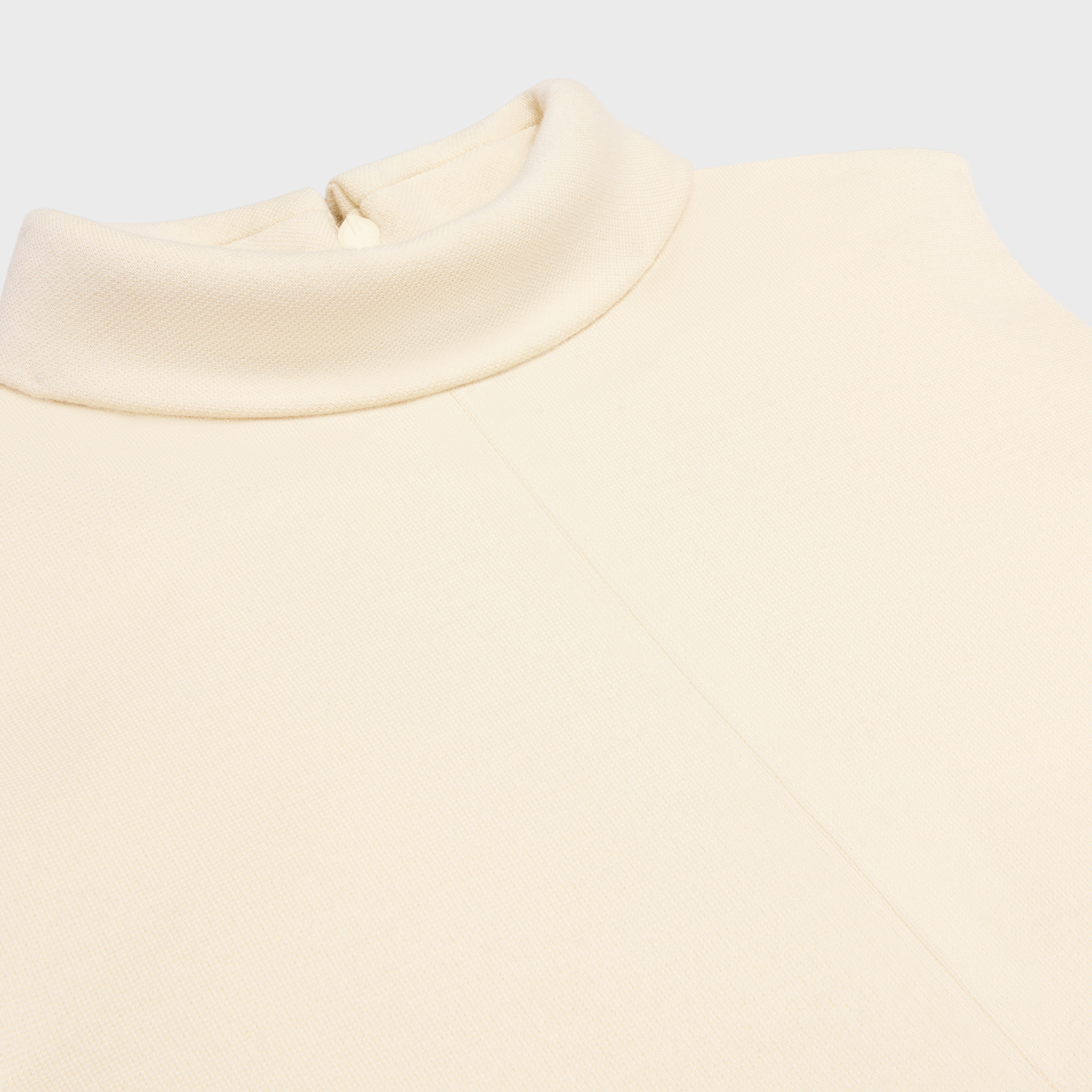 top with overturned collar in wool jersey - 3