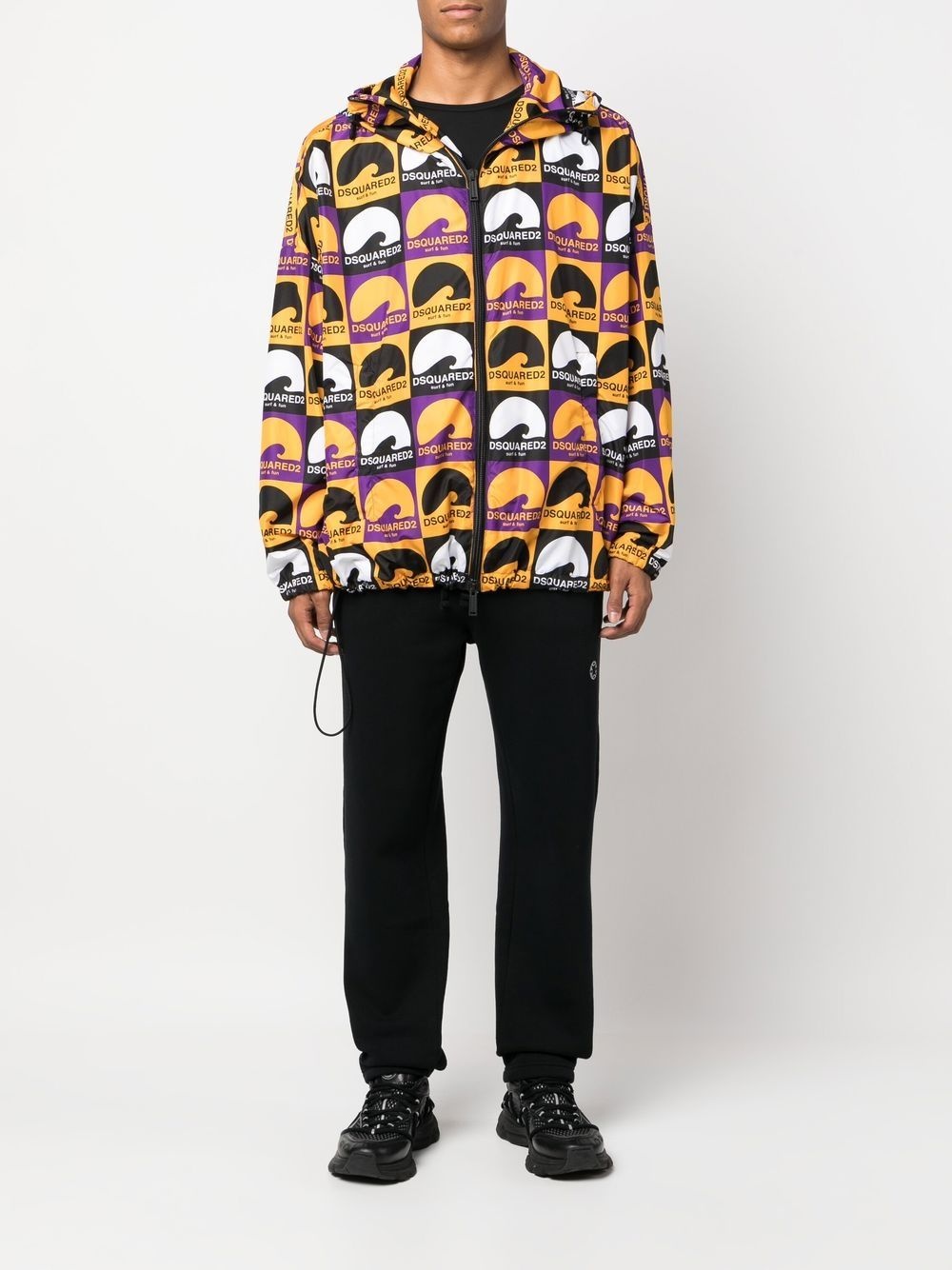 logo-print hooded jacket - 2