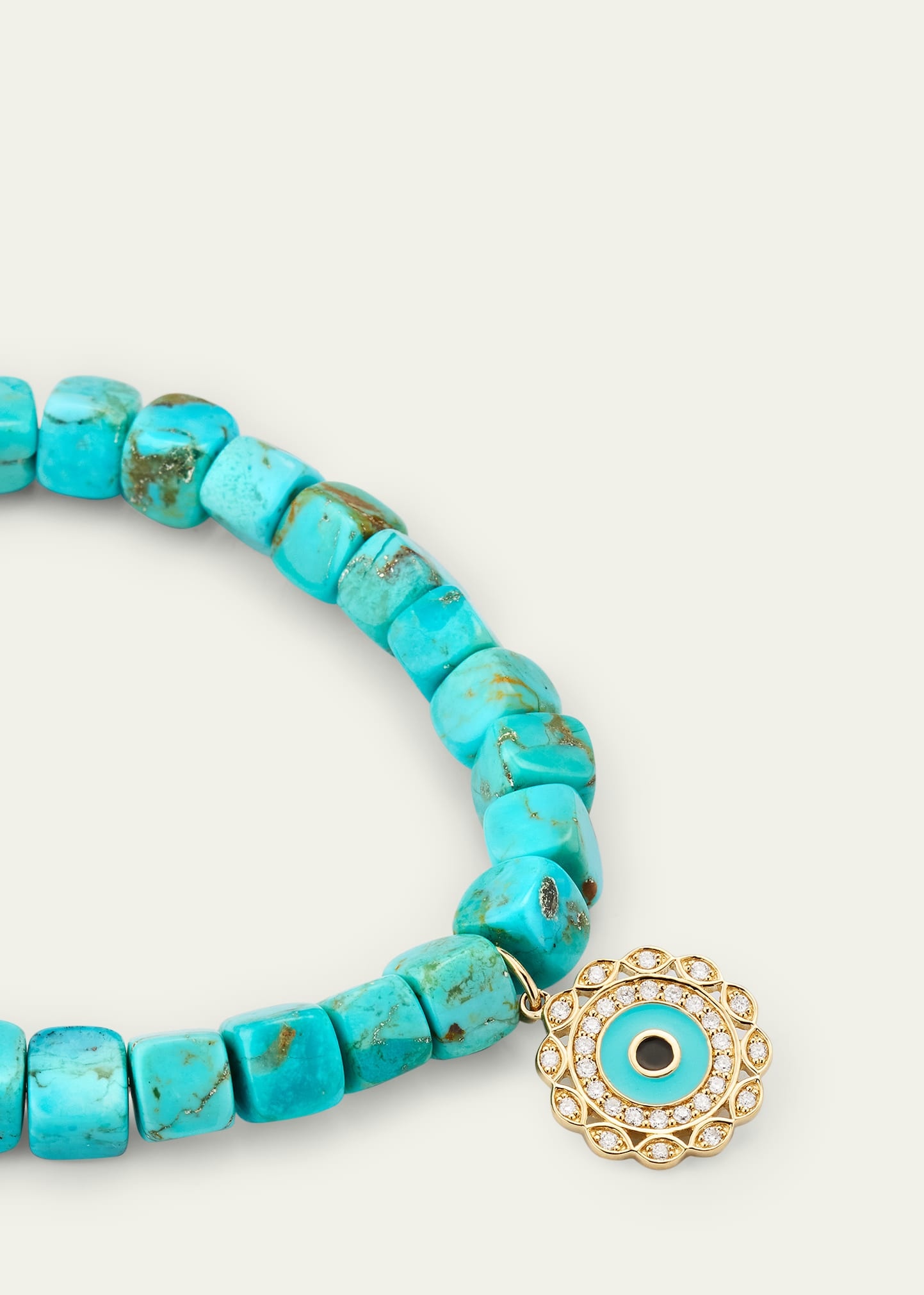 14K Gold and Diamond Marquise Eye Turquoise Bracelet - 3