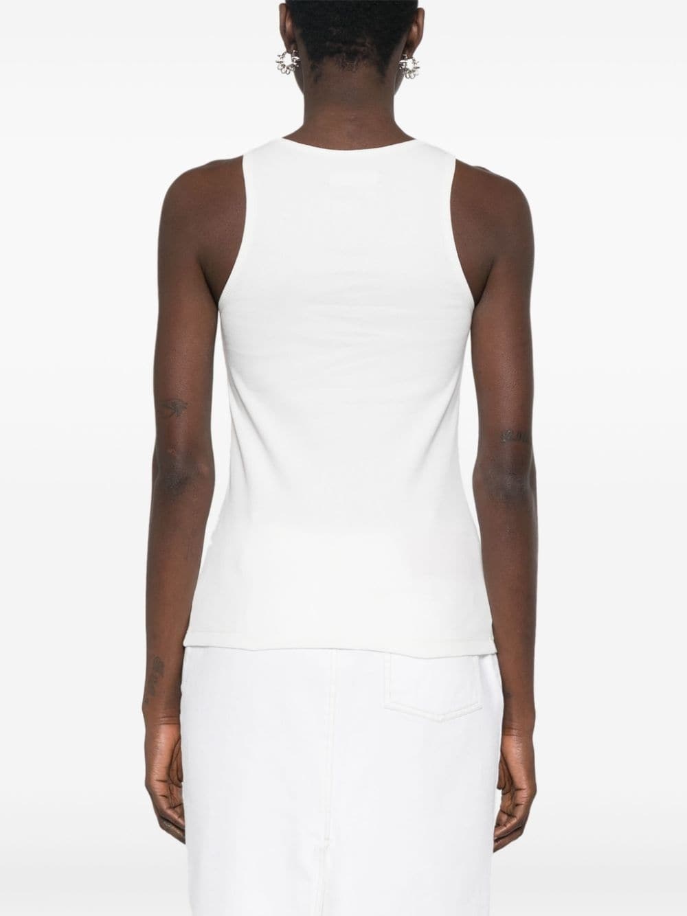 logo-patch ribbed tank top - 4