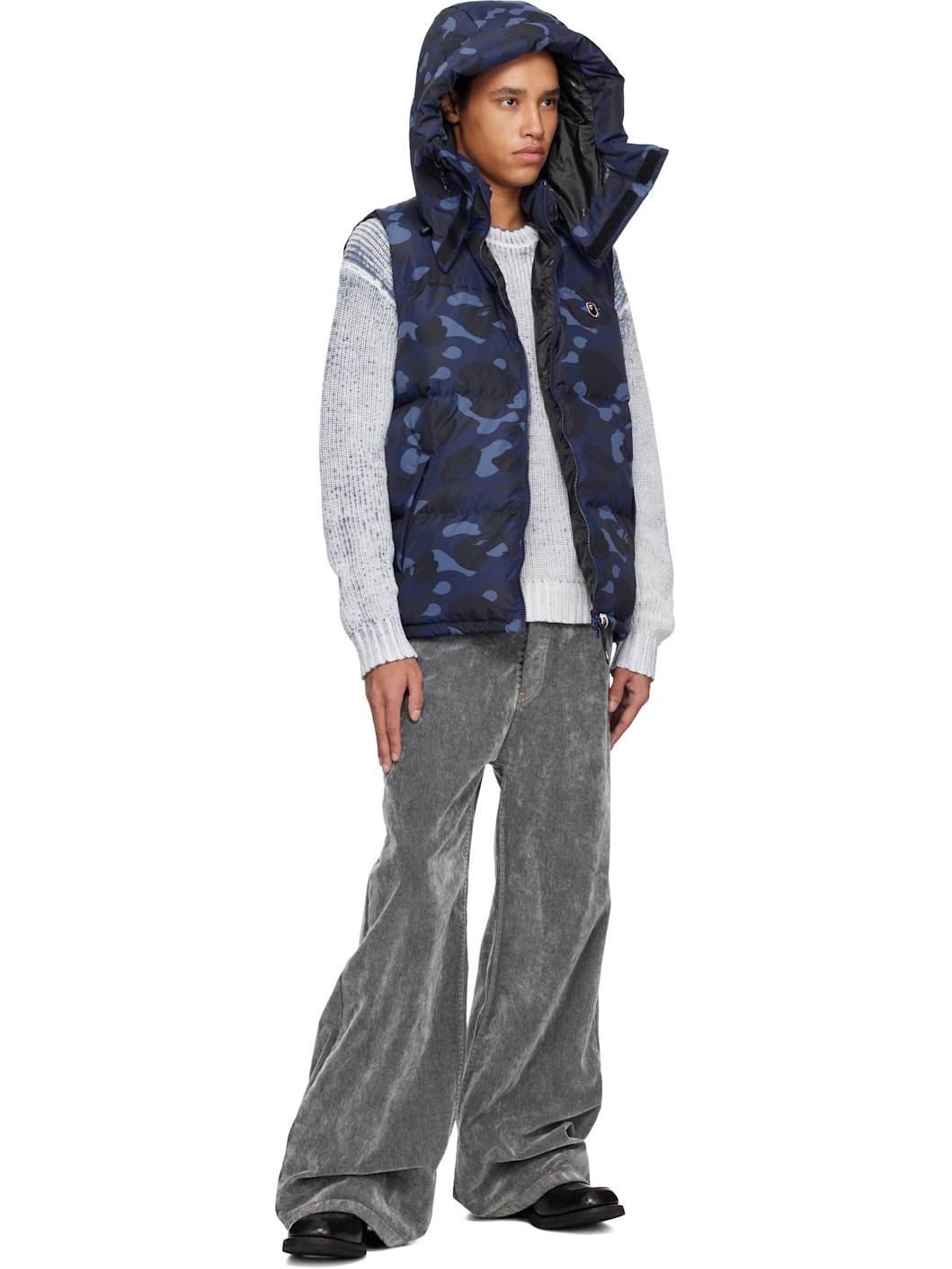Navy Color Camo Down Vest - 4