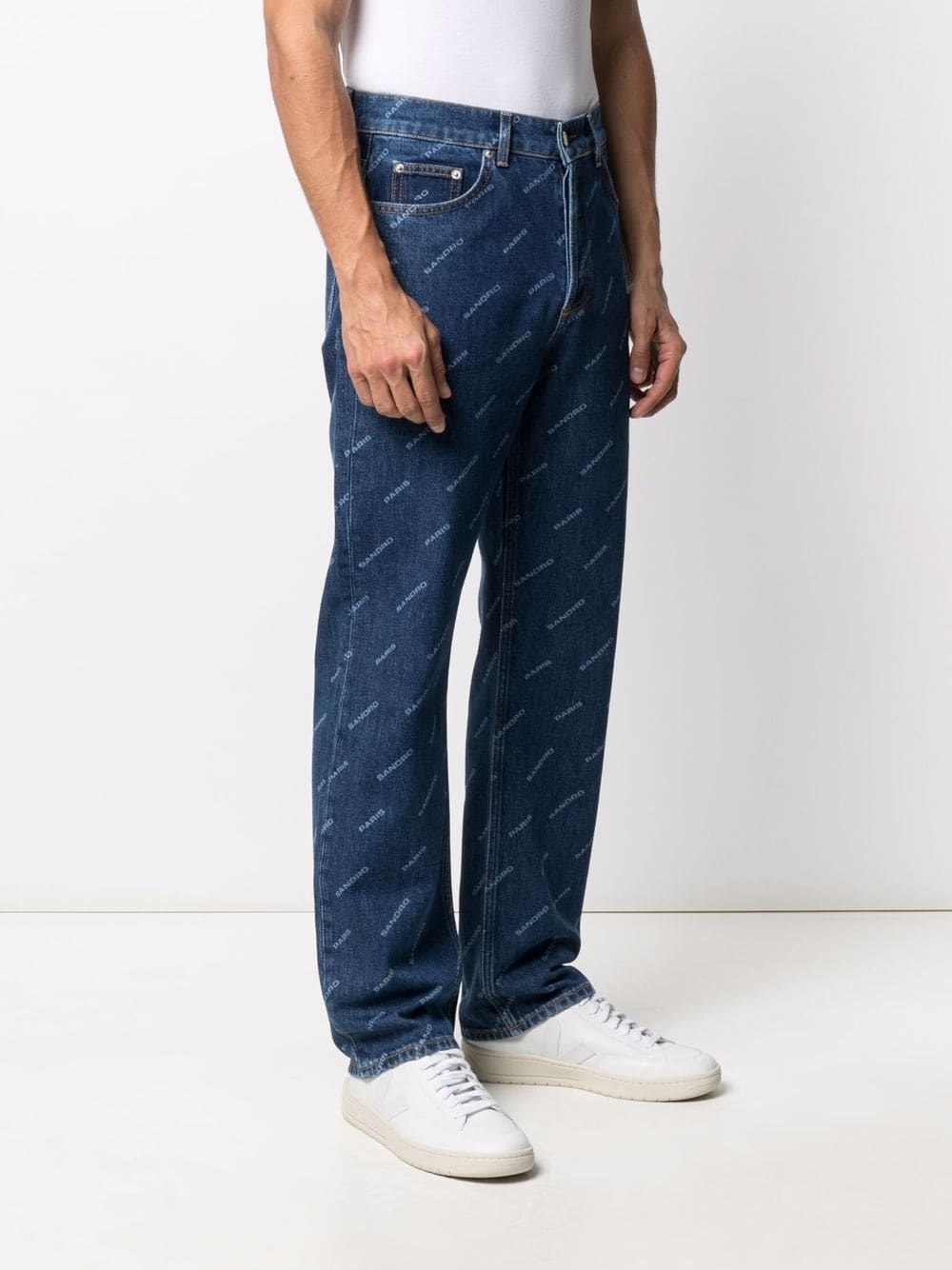 diagonal logo-print straight leg jeans - 3