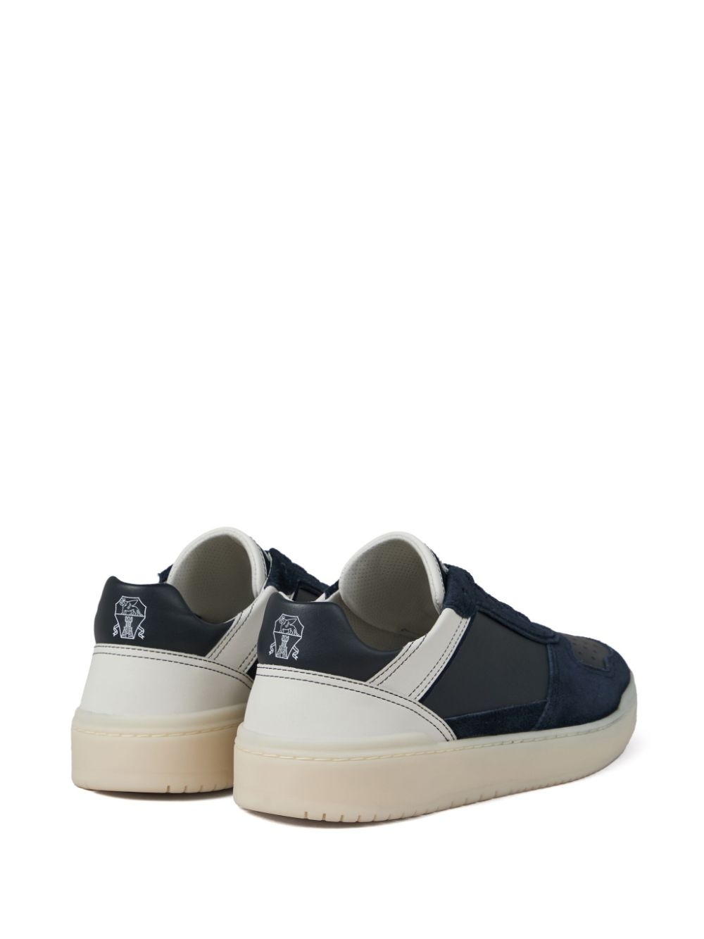 panelled leather sneakers - 3