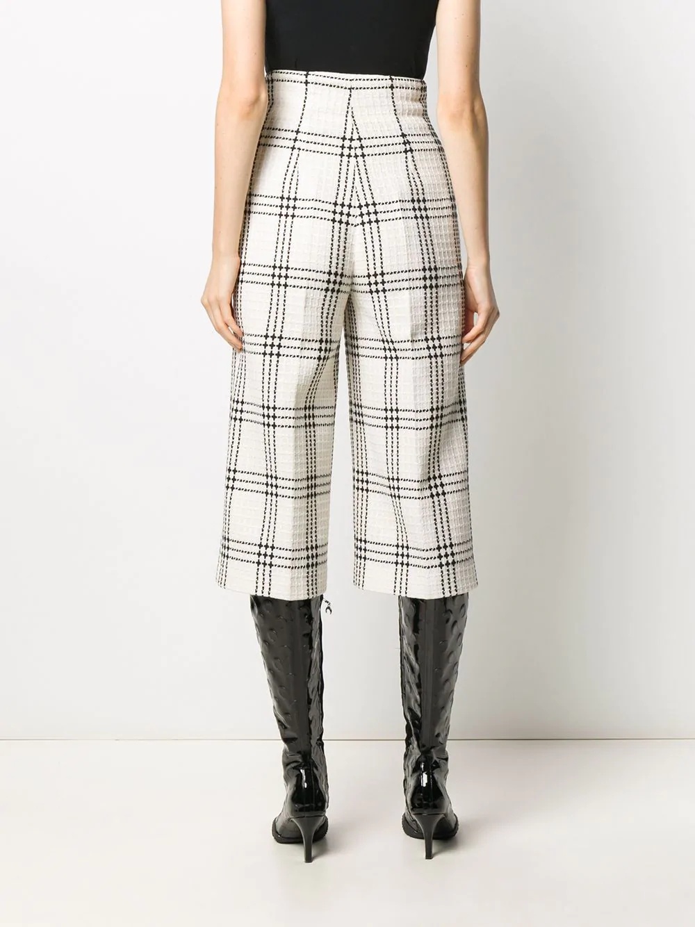 checked cropped trousers - 4