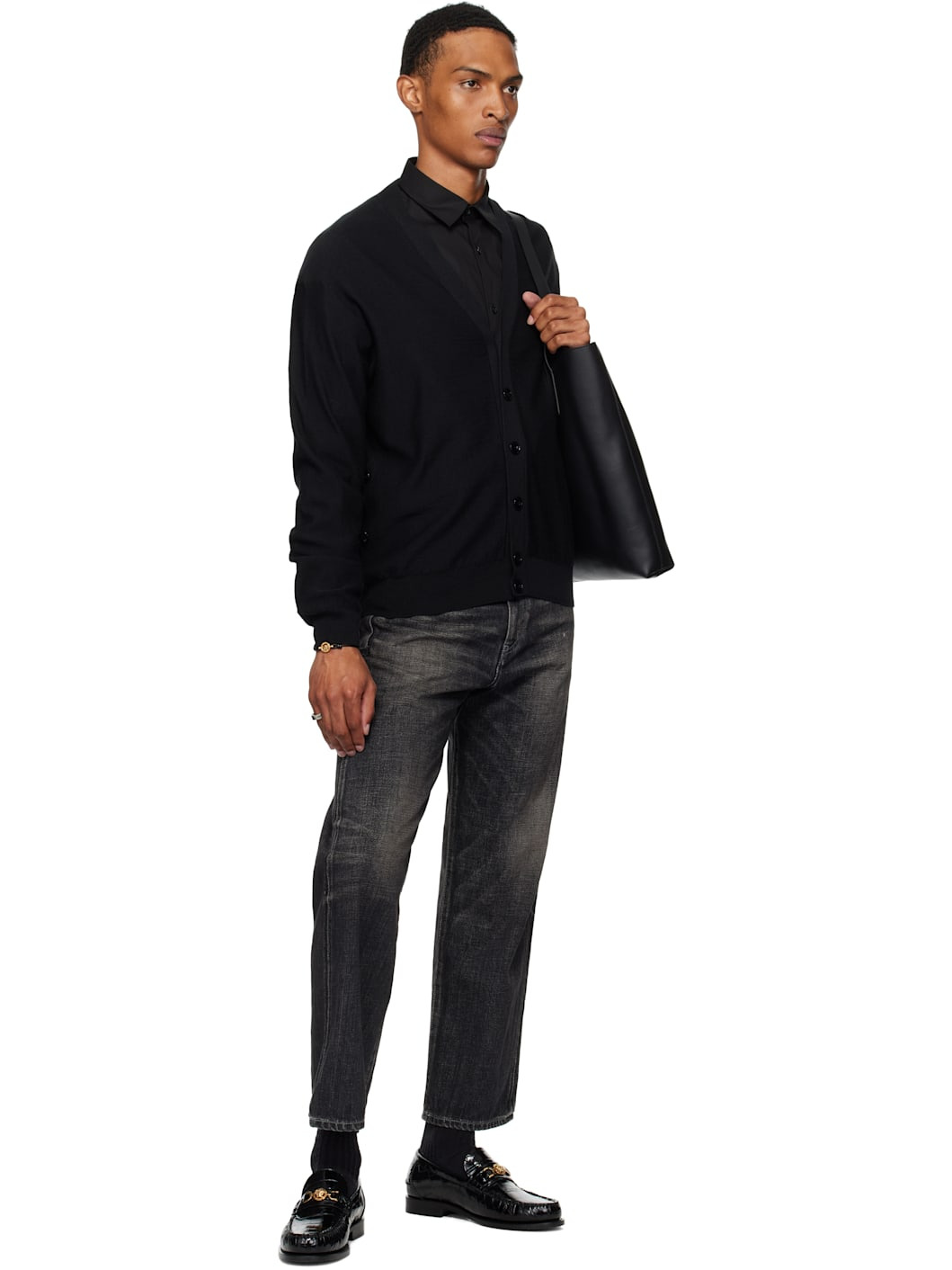 Black Croc-Effect Medusa '95 Loafers - 5