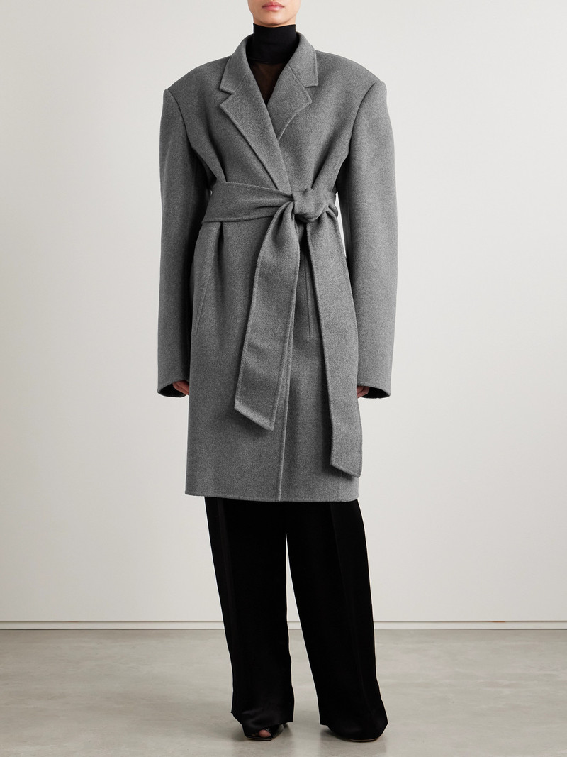 KHAITE Annly Belted Wool-felt Coat outlook