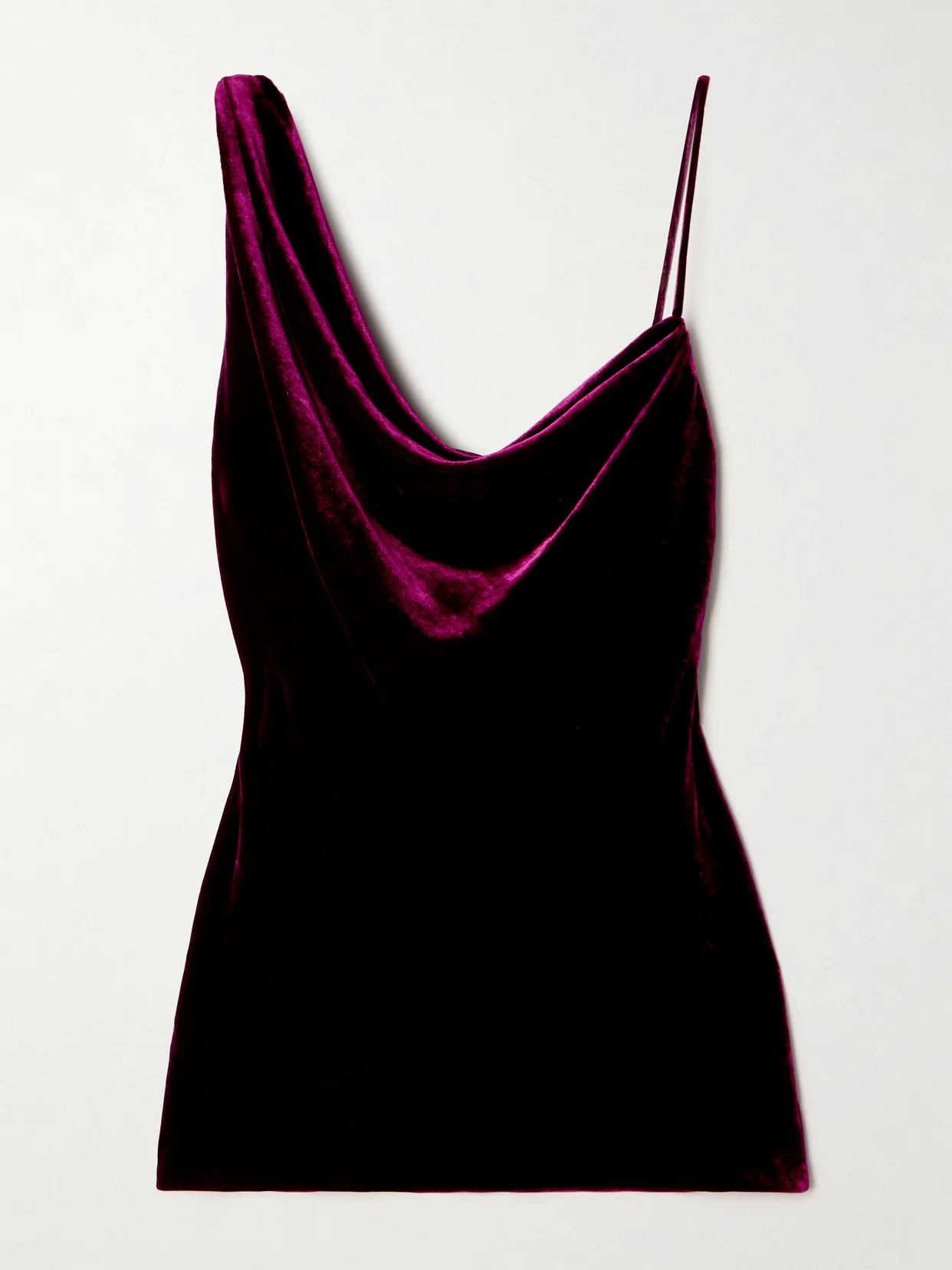 Asymmetric Draped Velvet Top - 1