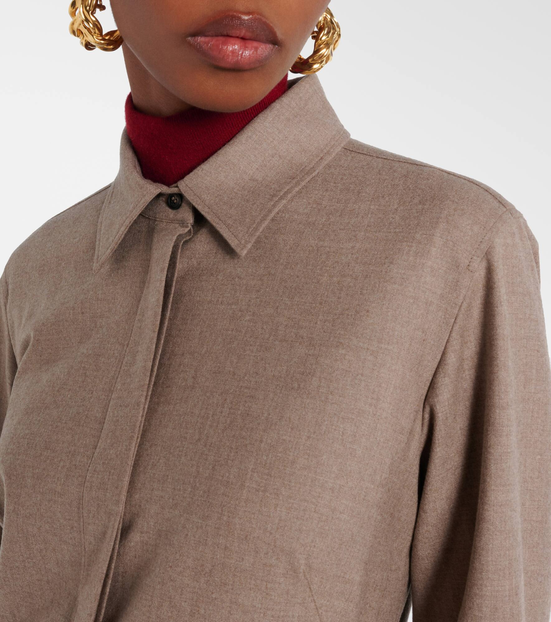 Pallino cashmere-blend shirt dress - 4