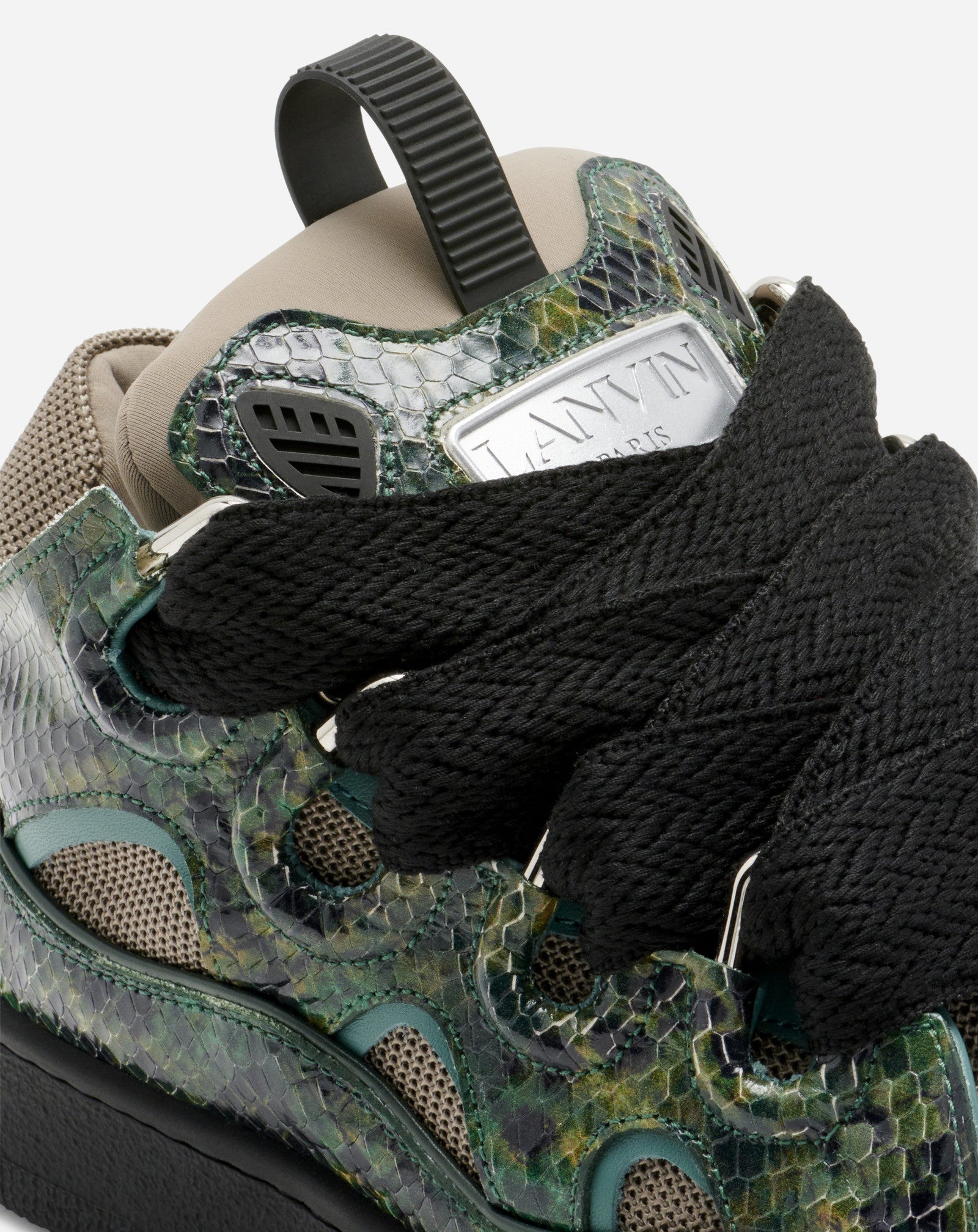 PYTHON PRINT LEATHER CURB SNEAKERS - 4