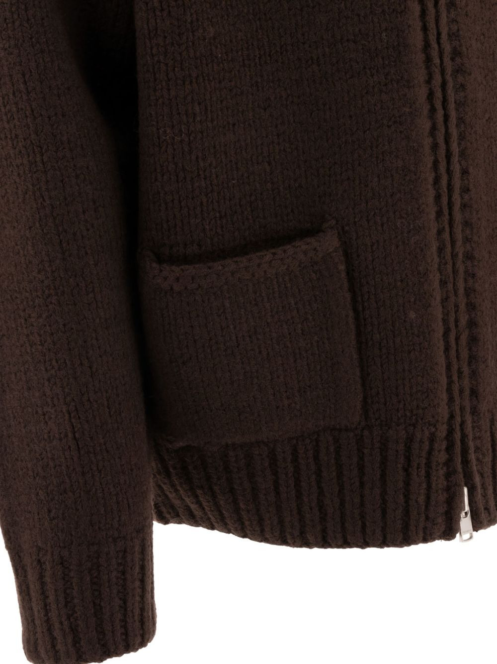 zip-front patch pocket cardigan - 3