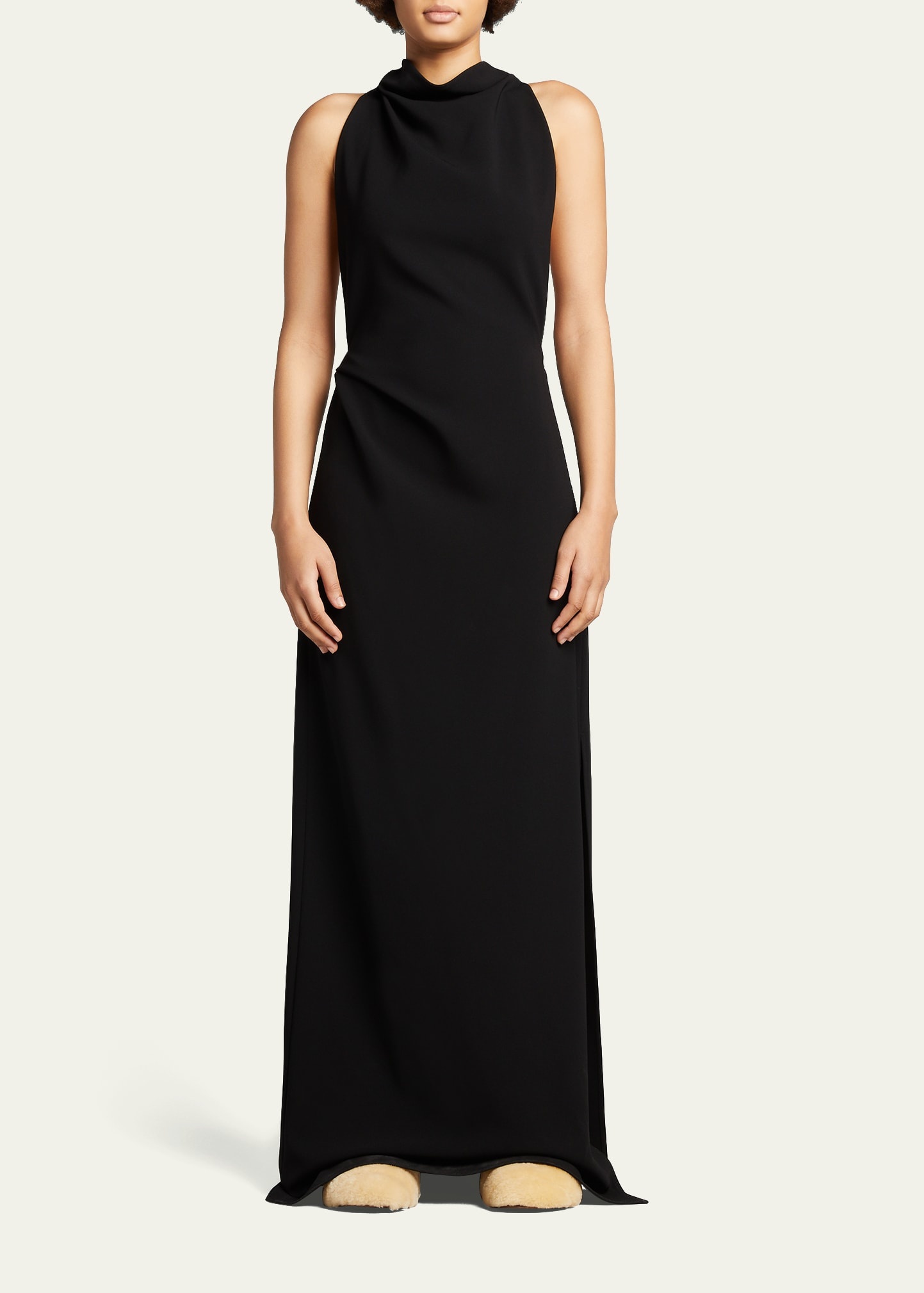 Halter-Neck Matte Crepe Backless Gown - 2