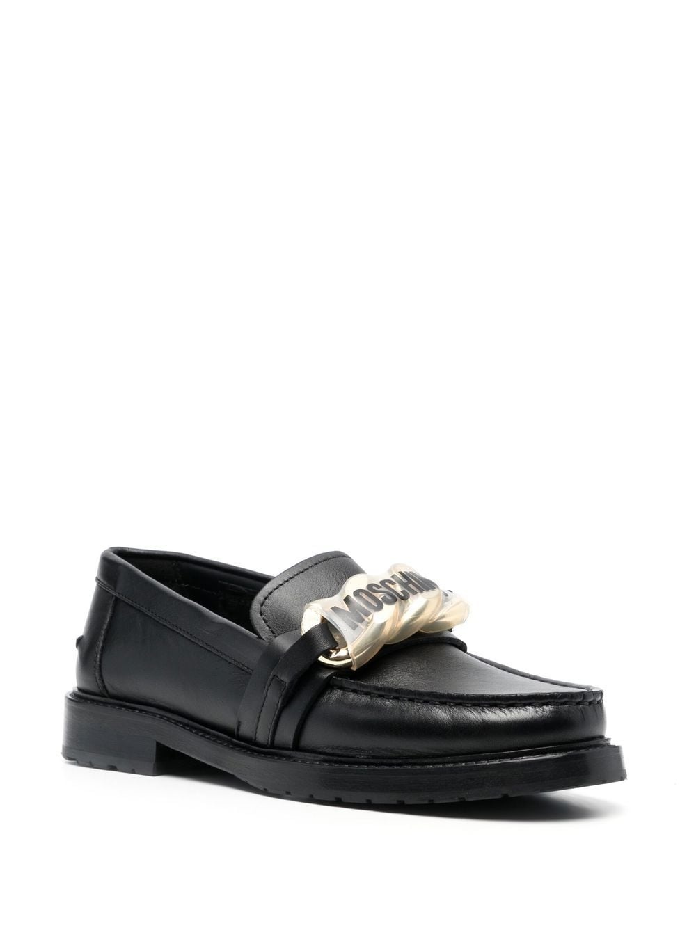 logo-plaque leather loafers - 2