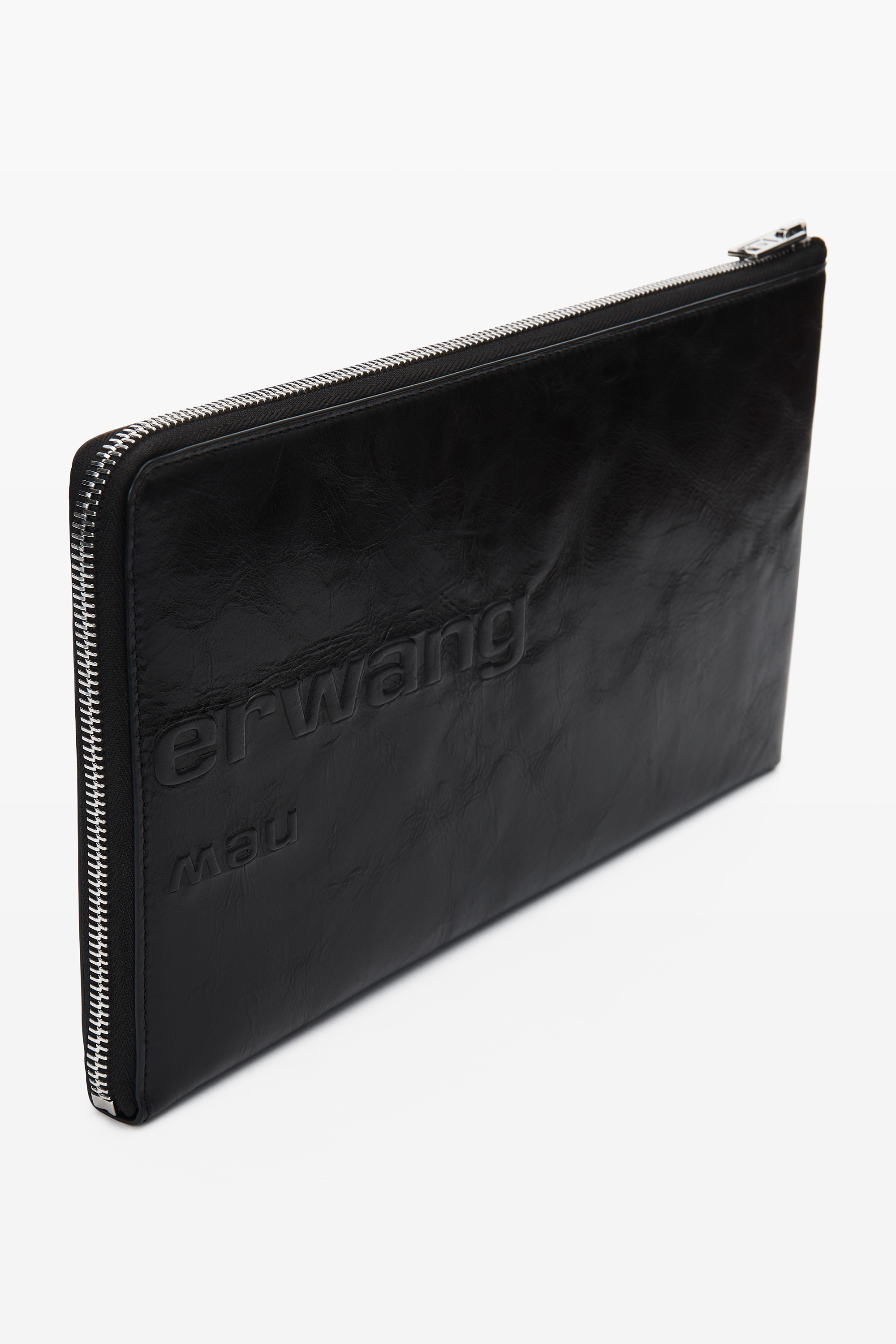zip pouch in crackle patent leather - 6