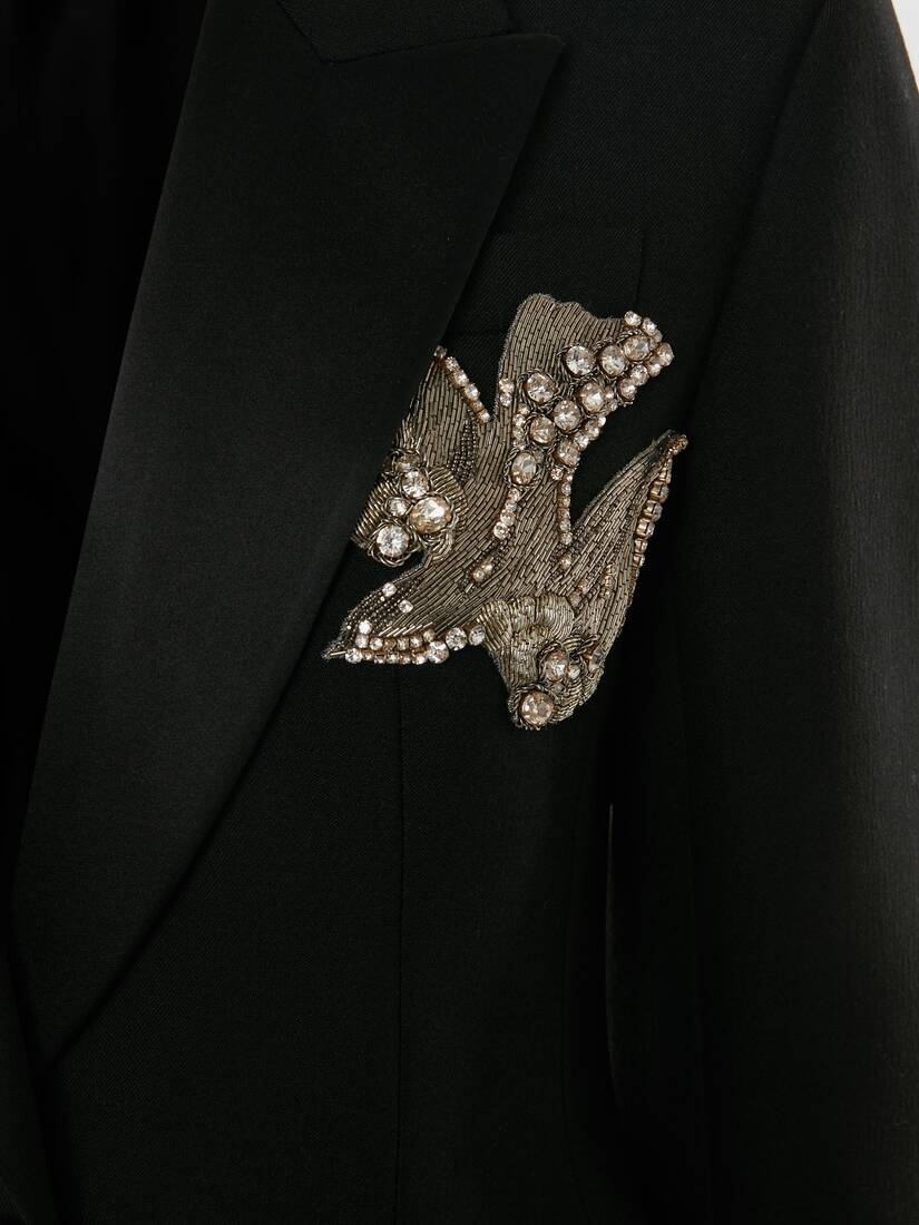 Embroidered Two-button Jacket in Black - 3