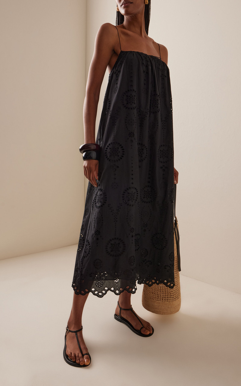 MATTEAU Cotton Broderie Anglaise Midi Dress black outlook