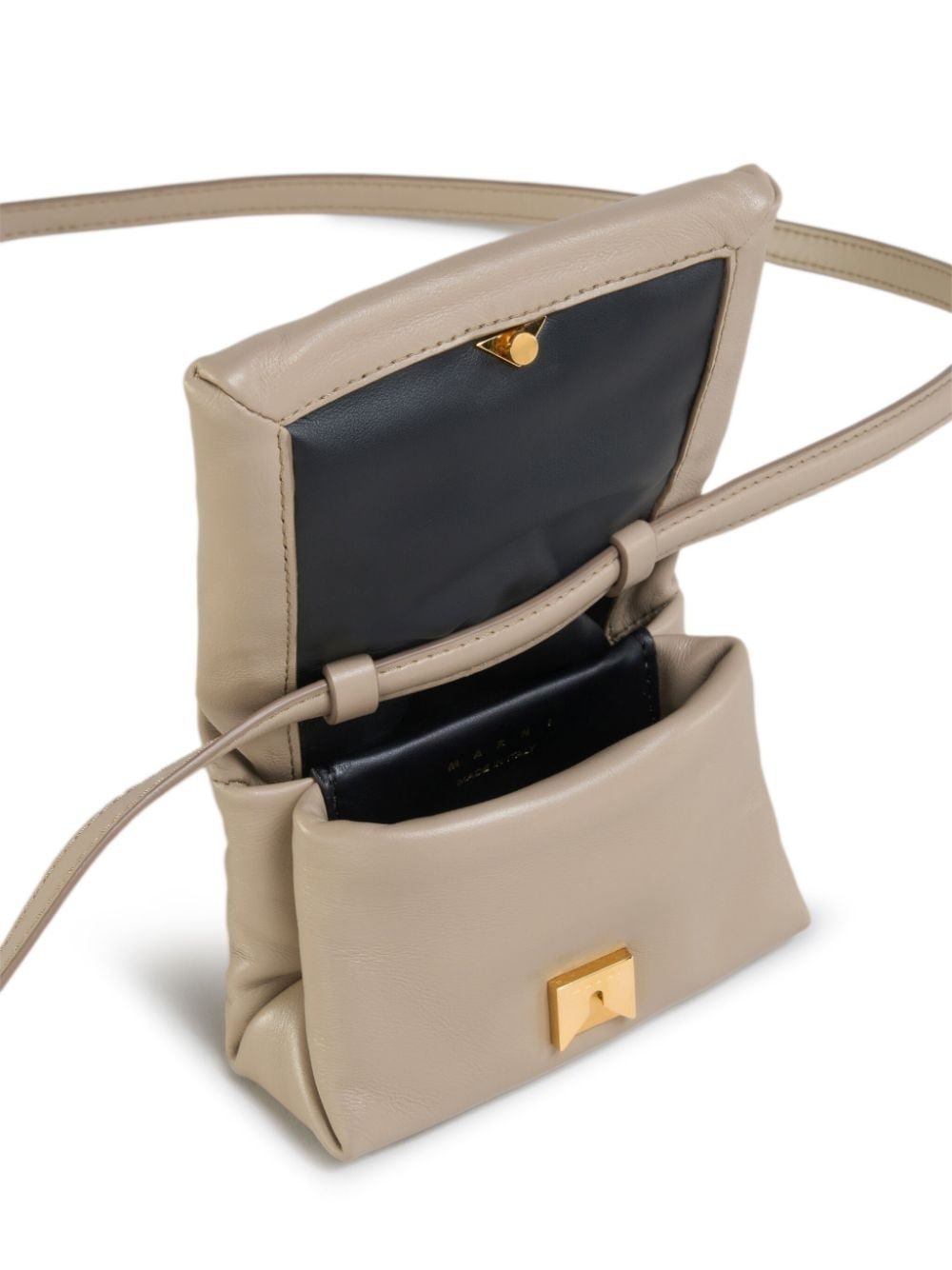 clasp-fastening leather pochette - 4