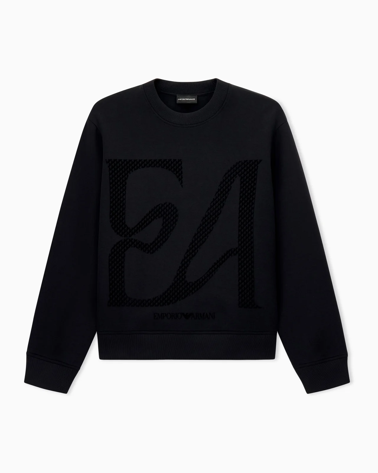 DOUBLE JERSEY SWEATSHIRT WITH LARGE FLOCKED LOGO - 1