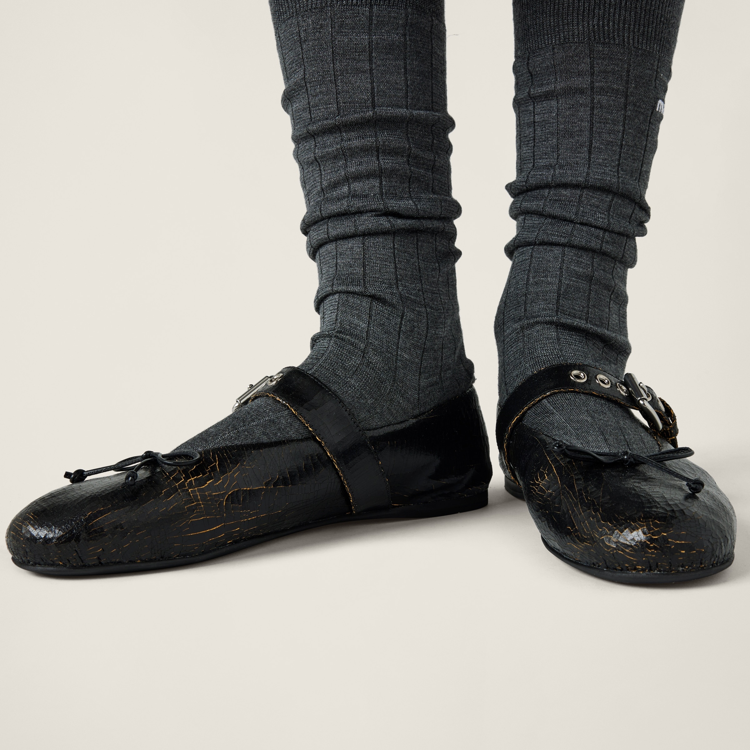 Crackle leather ballerinas - 5