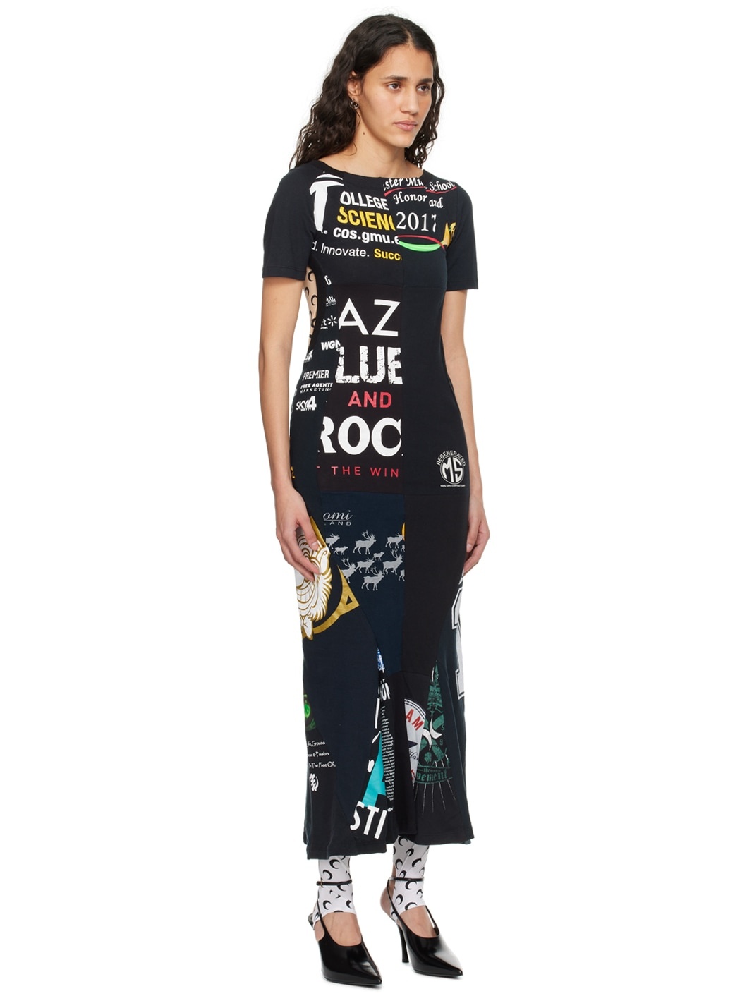 Black Regenerated Graphic Maxi Dress - 2