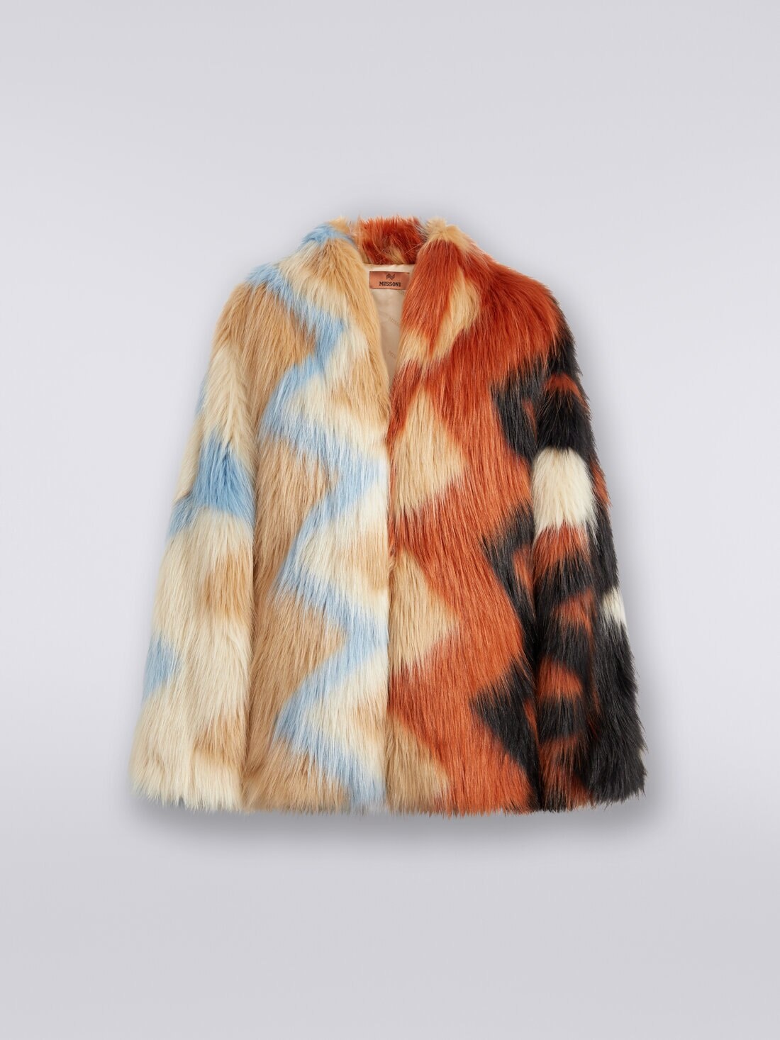 Short coat in faux fur with zigzag - 1