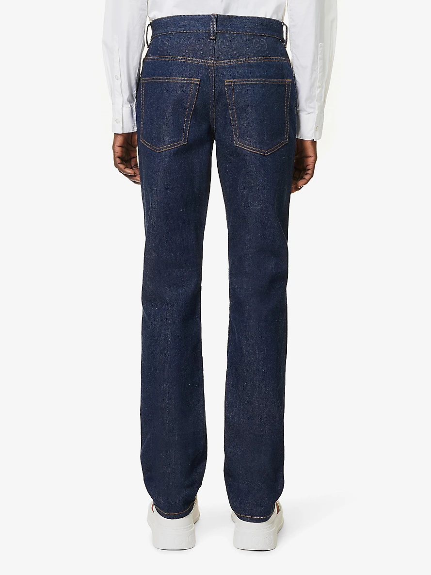 Brand-embossed mid-rise straight-leg jeans - 4