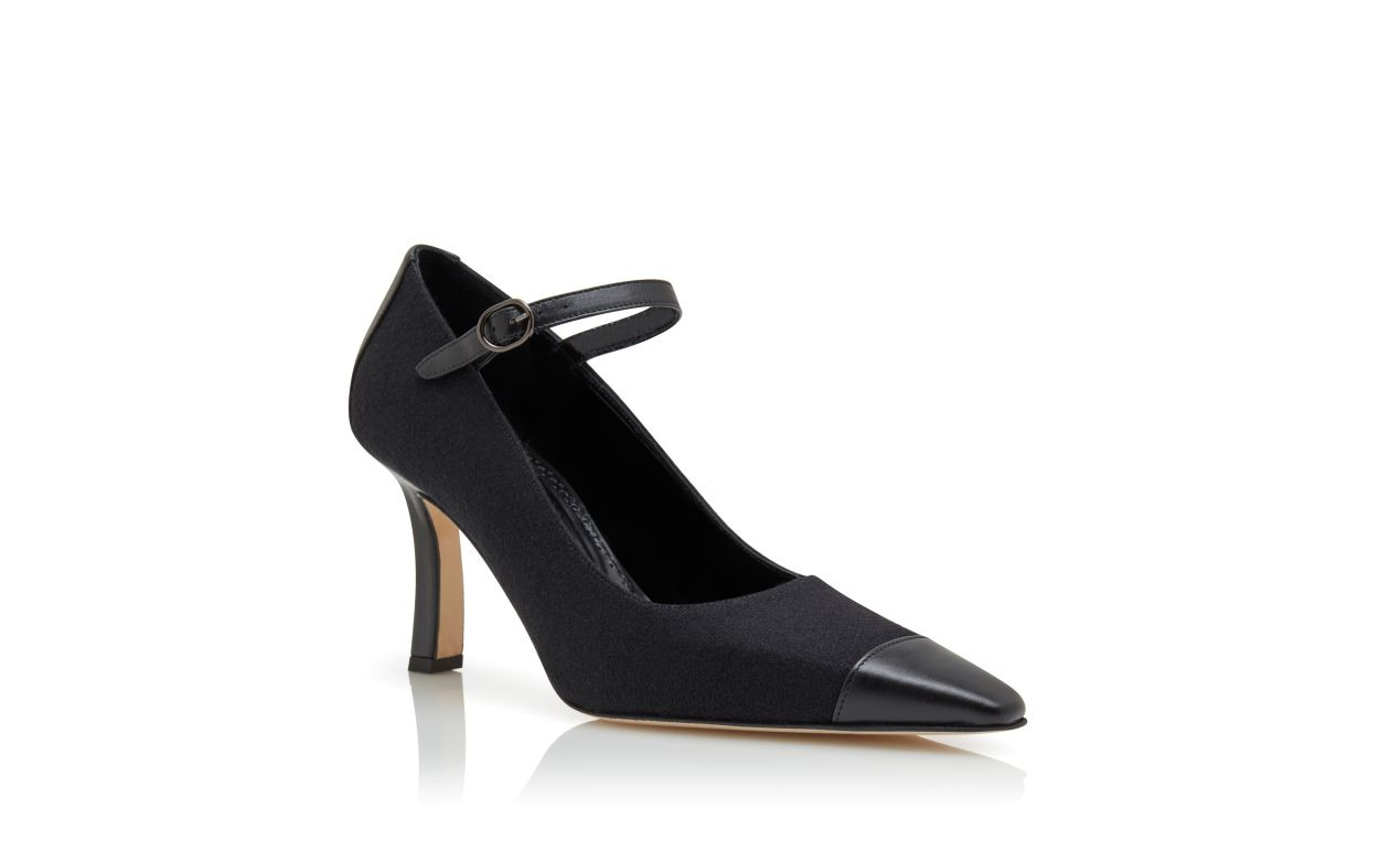 Black Wool Mary Jane Pumps - 3
