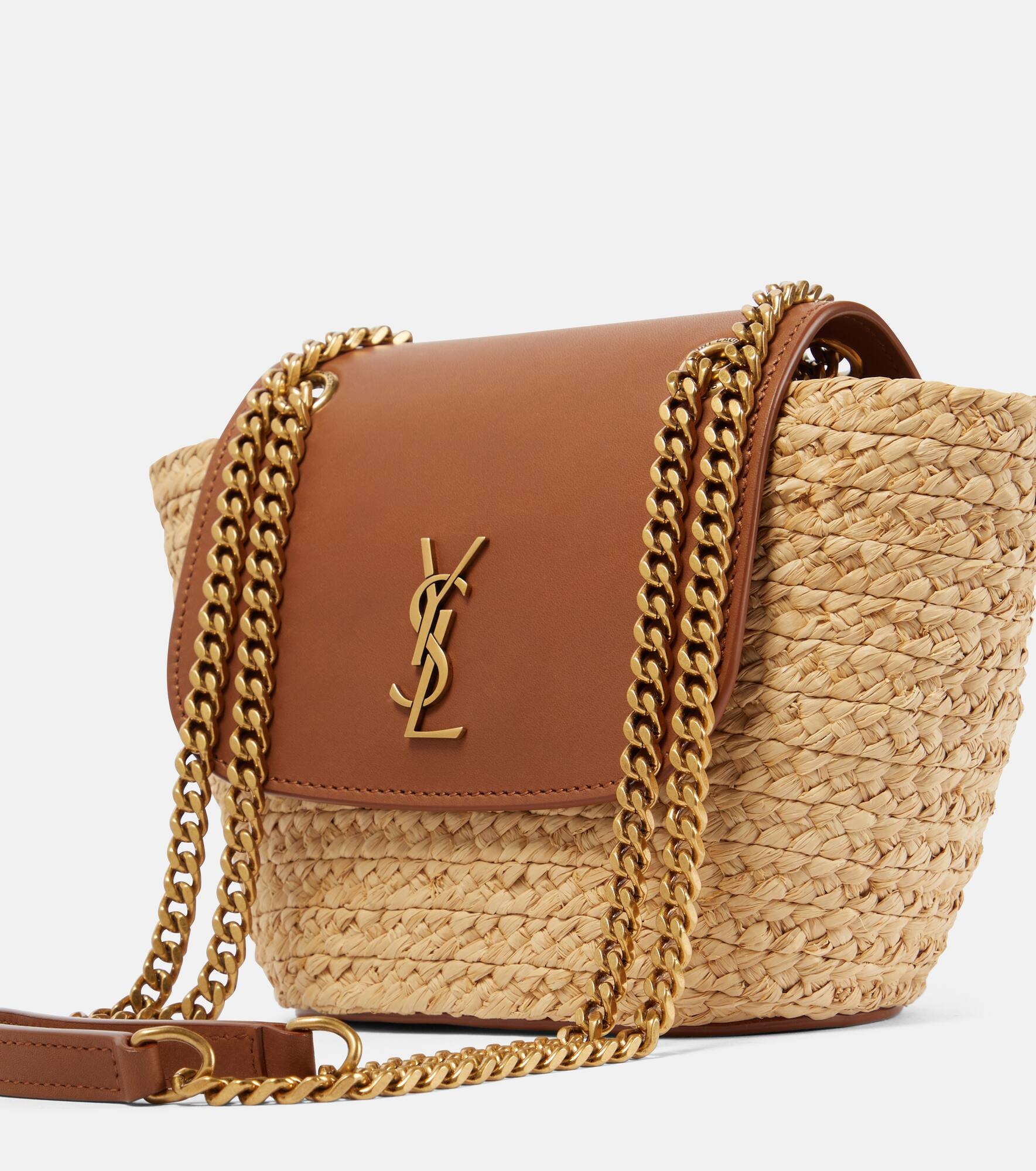 Manon Mini leather-trimmed raffia shoulder bag - 6