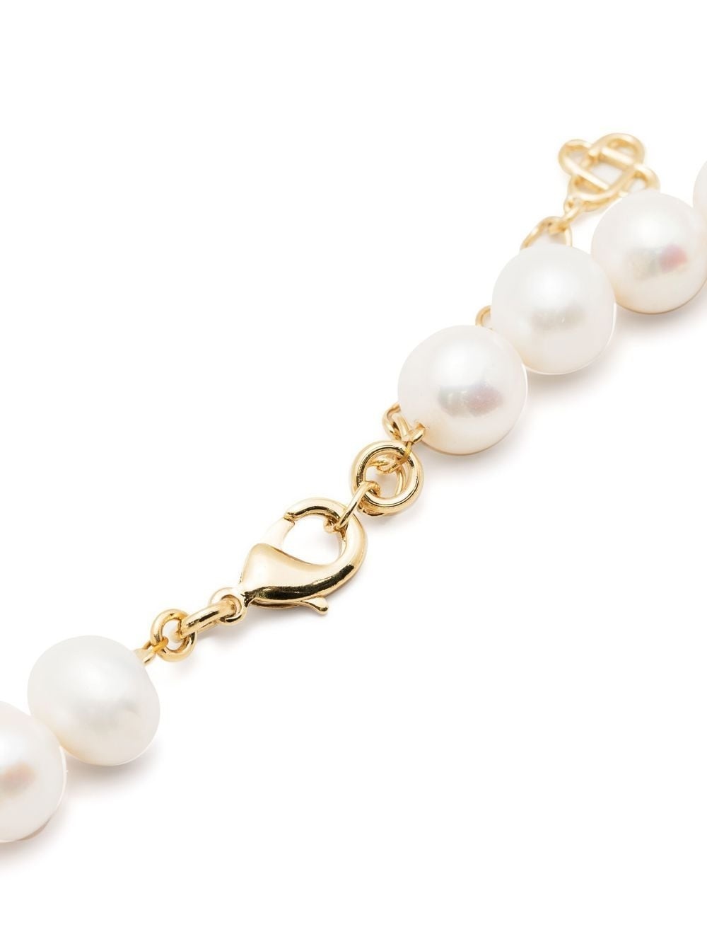 logo-plaque pearl necklace - 3
