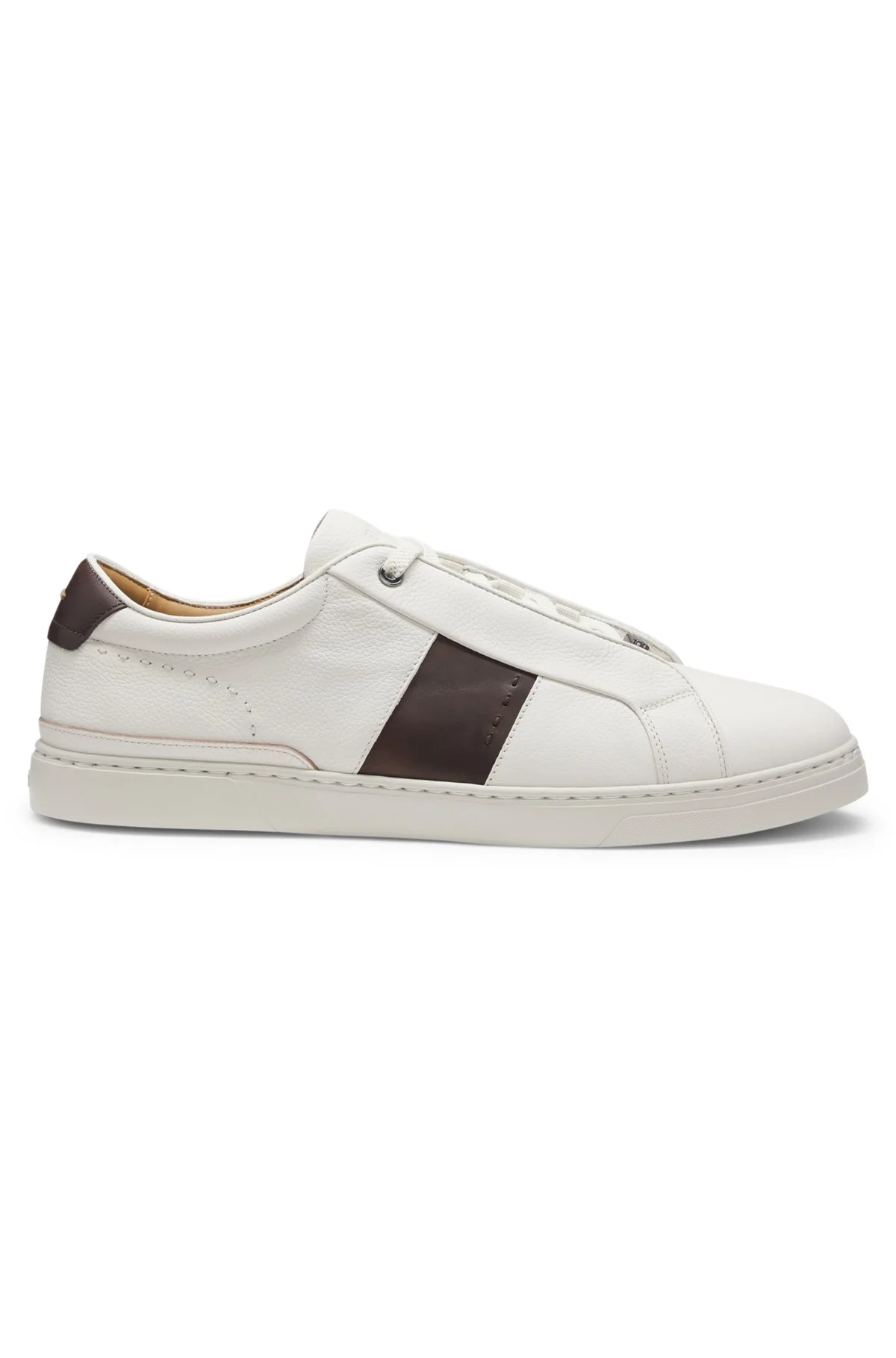 GARY LEATHER SNEAKERS WITH CONTRAST SIDE PANEL - 1