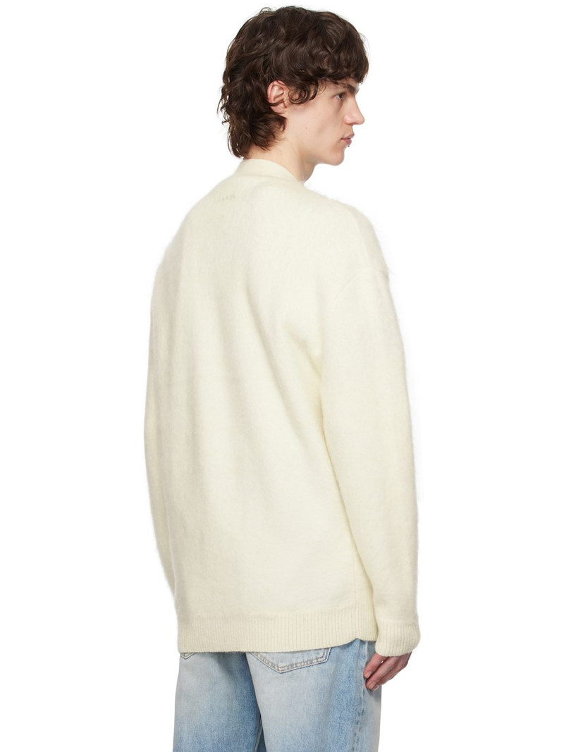 Off-White & Green Striped Brushed Mohair Cardigan 3