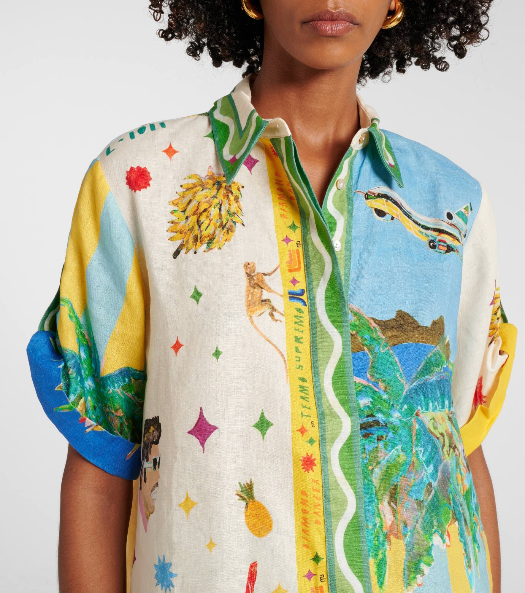 x Adam Lester All Aboard printed linen shirt - 4