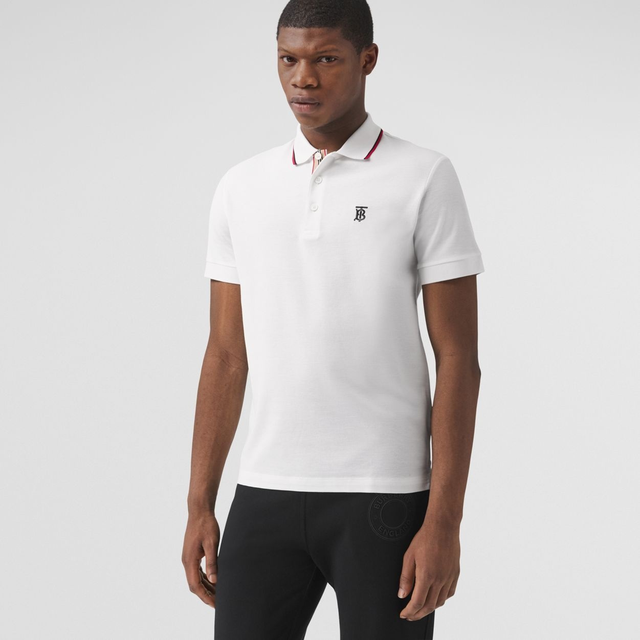 Icon Stripe Placket Cotton Piqué Polo Shirt - 5