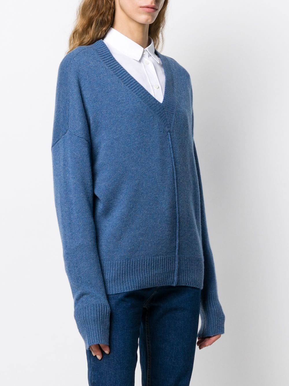 v-neck long-sleeved jumper - 3