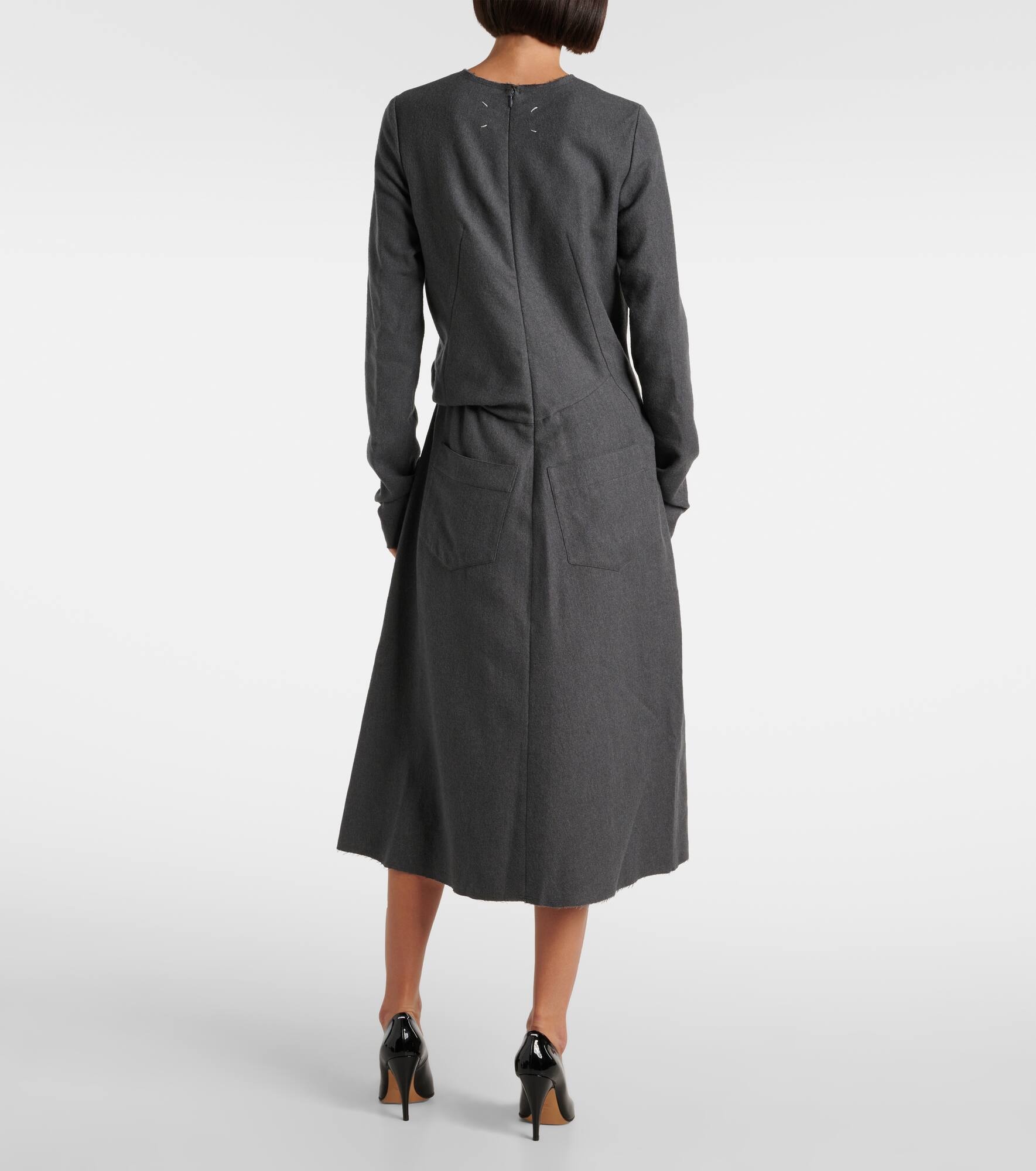 Gathered cotton and wool midi dress - 3