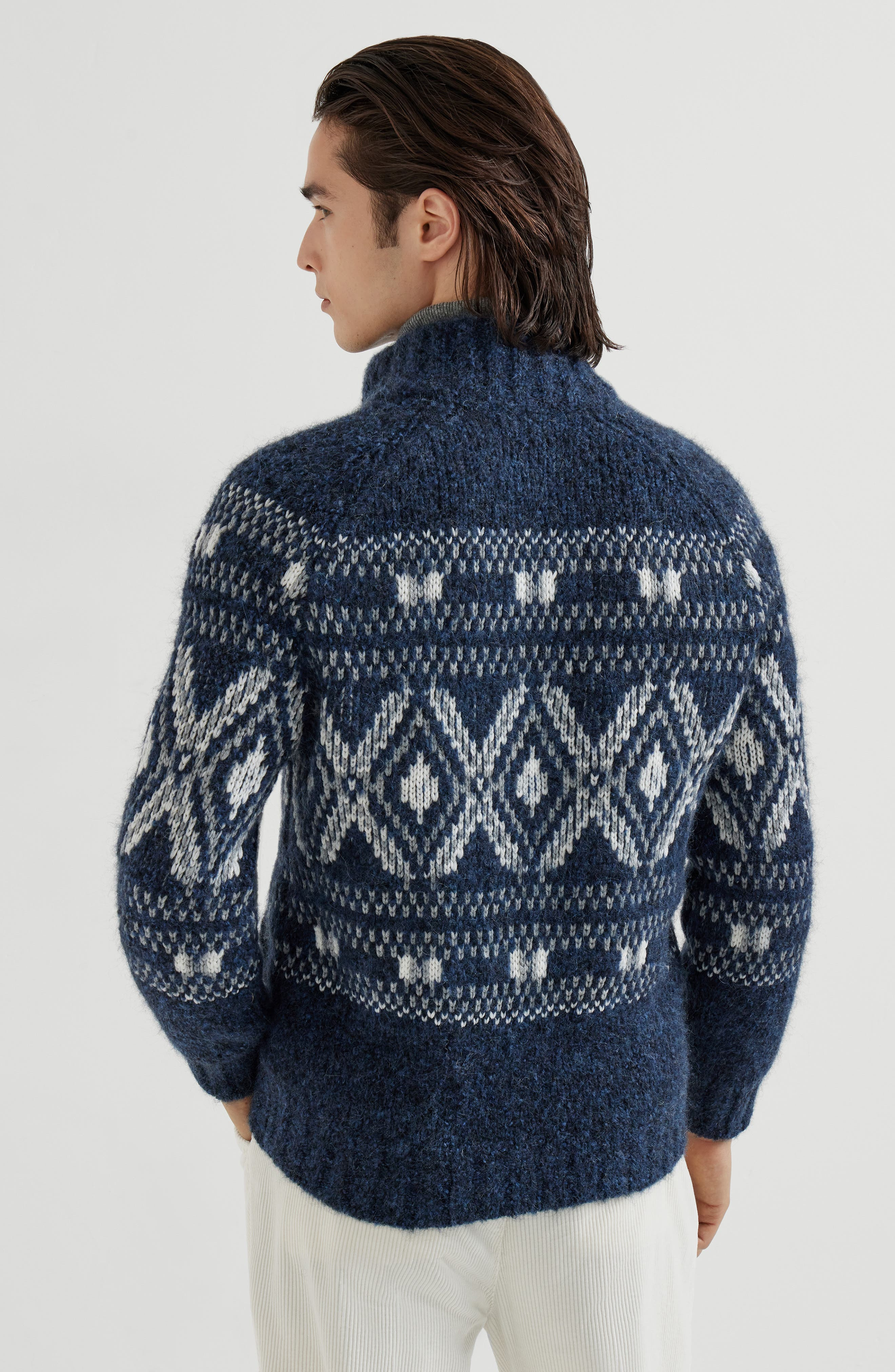 Brunello Cucinelli Jacquard cardigan in Navy Blue at Nordstrom - 3