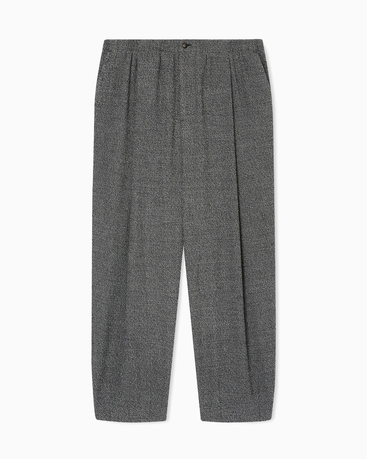 ONE-PLEAT TROUSERS IN A SILK AND COTTON BLEND WITH A STIPPLED MOTIF - 1