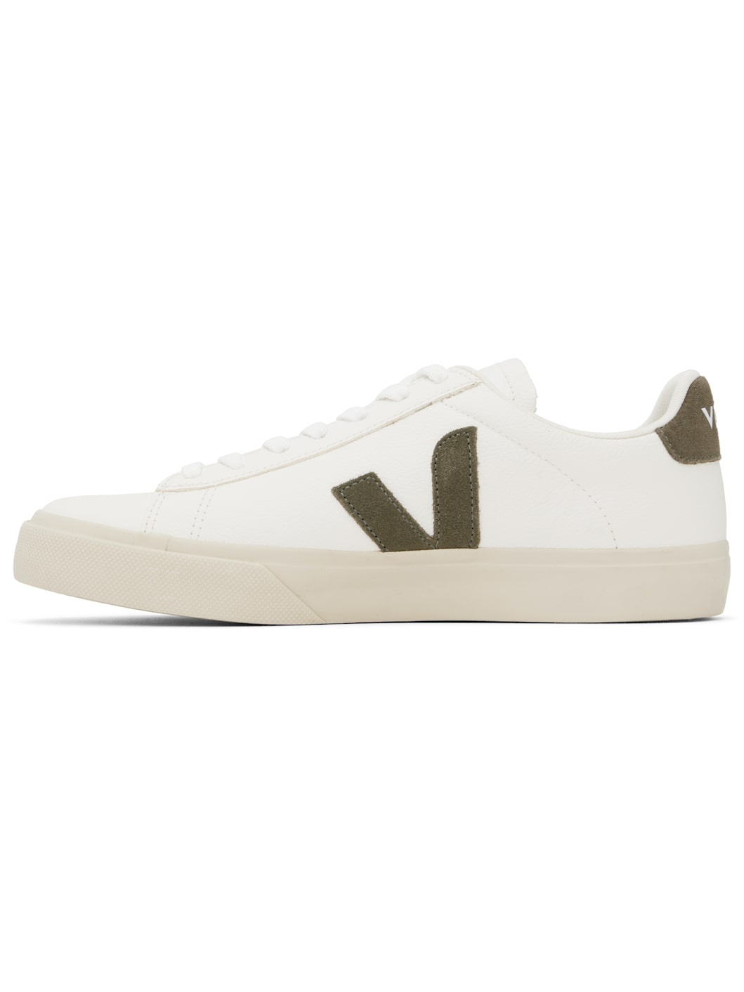 White & Khaki Campo Leather Sneakers - 3